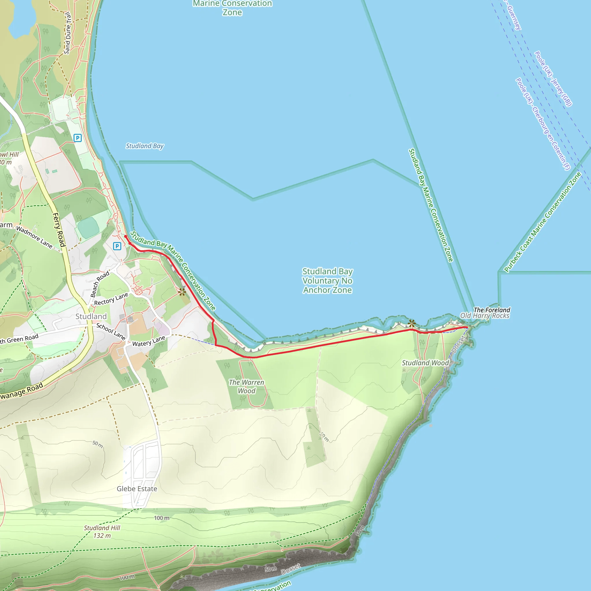 South Beach and Viewpoint of Harry Rocks via SWCP mobile static map