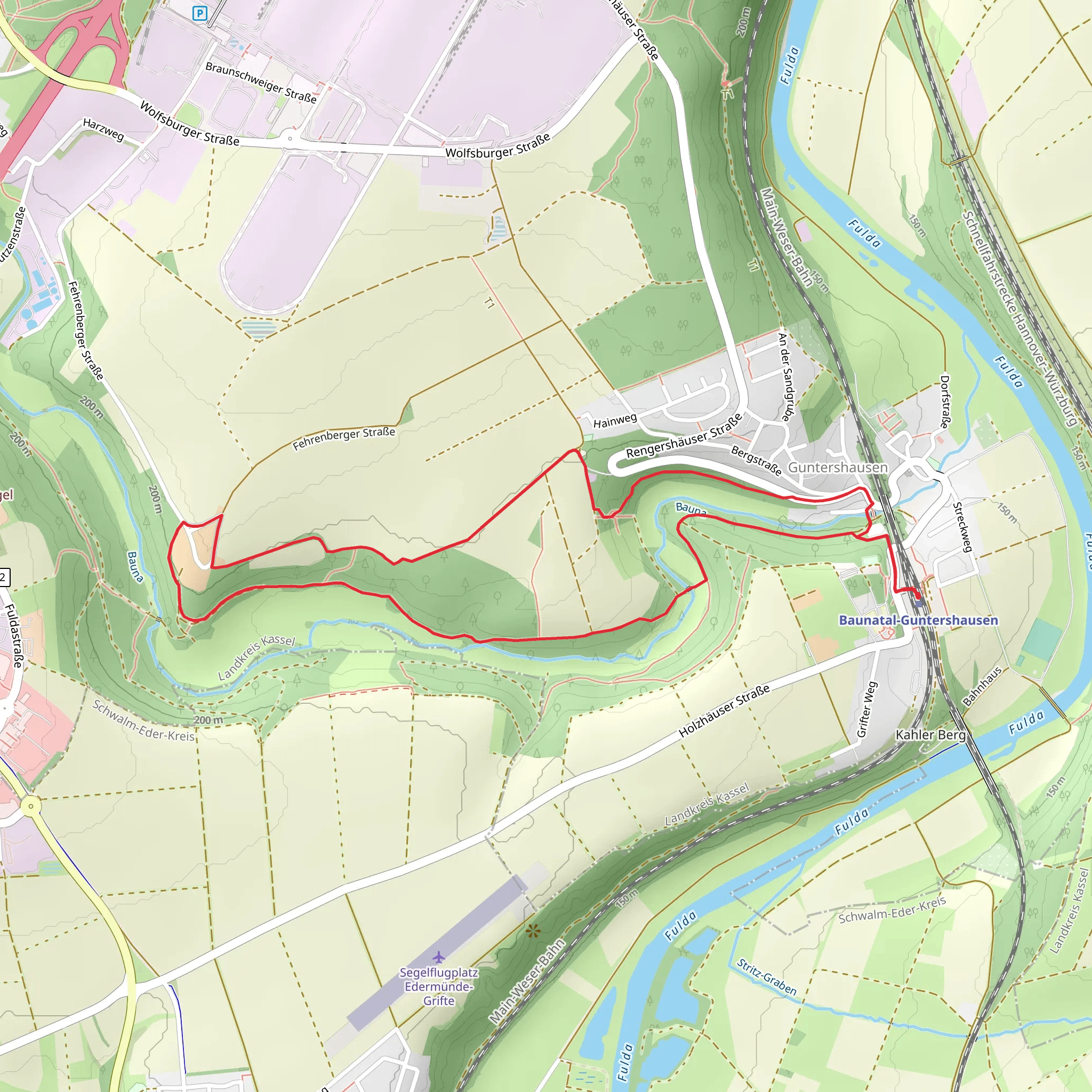 Baunata-Guntershausen Rundweg mobile static map
