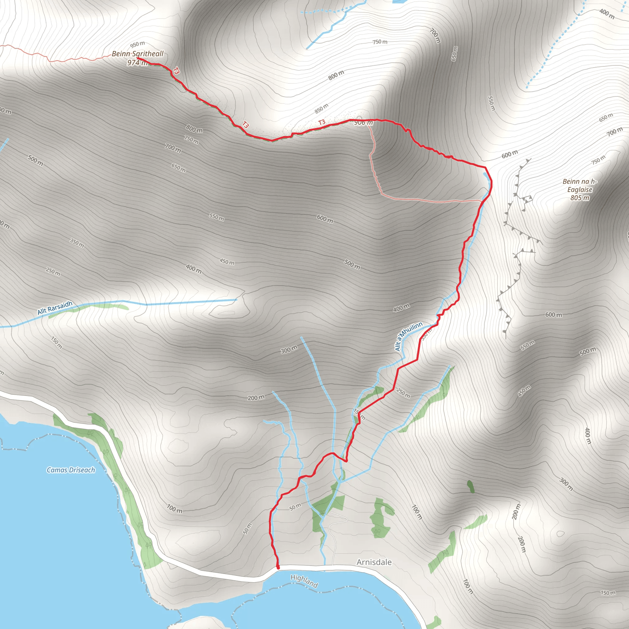 Beinn Sgritheall via Allt A' Mhuilinn mobile static map