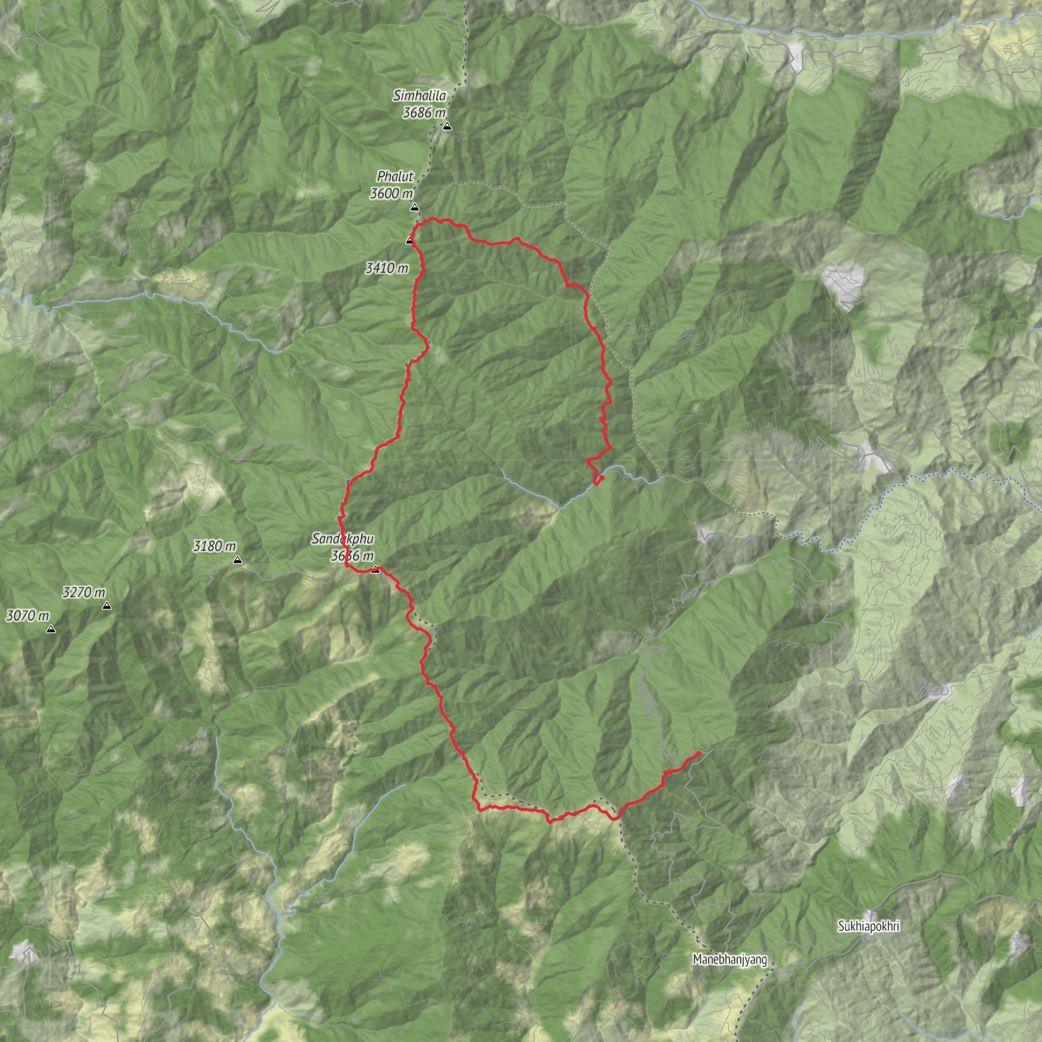 Sandakphu - Phalut Trek from Dhotrey mobile static map