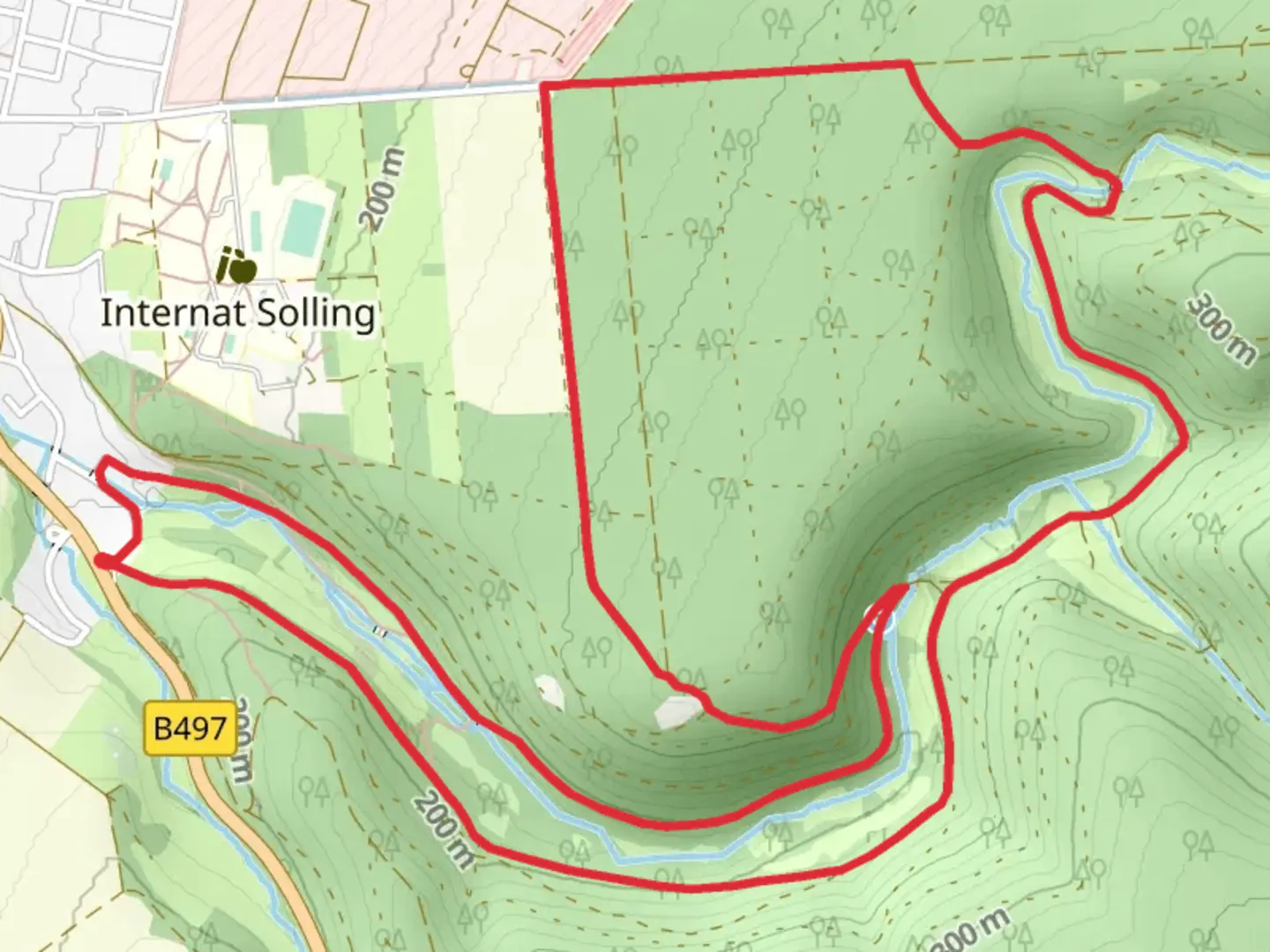 An image depicting the trail Eulenweg and Schließhäuser Straße Loop and its surrounding area.