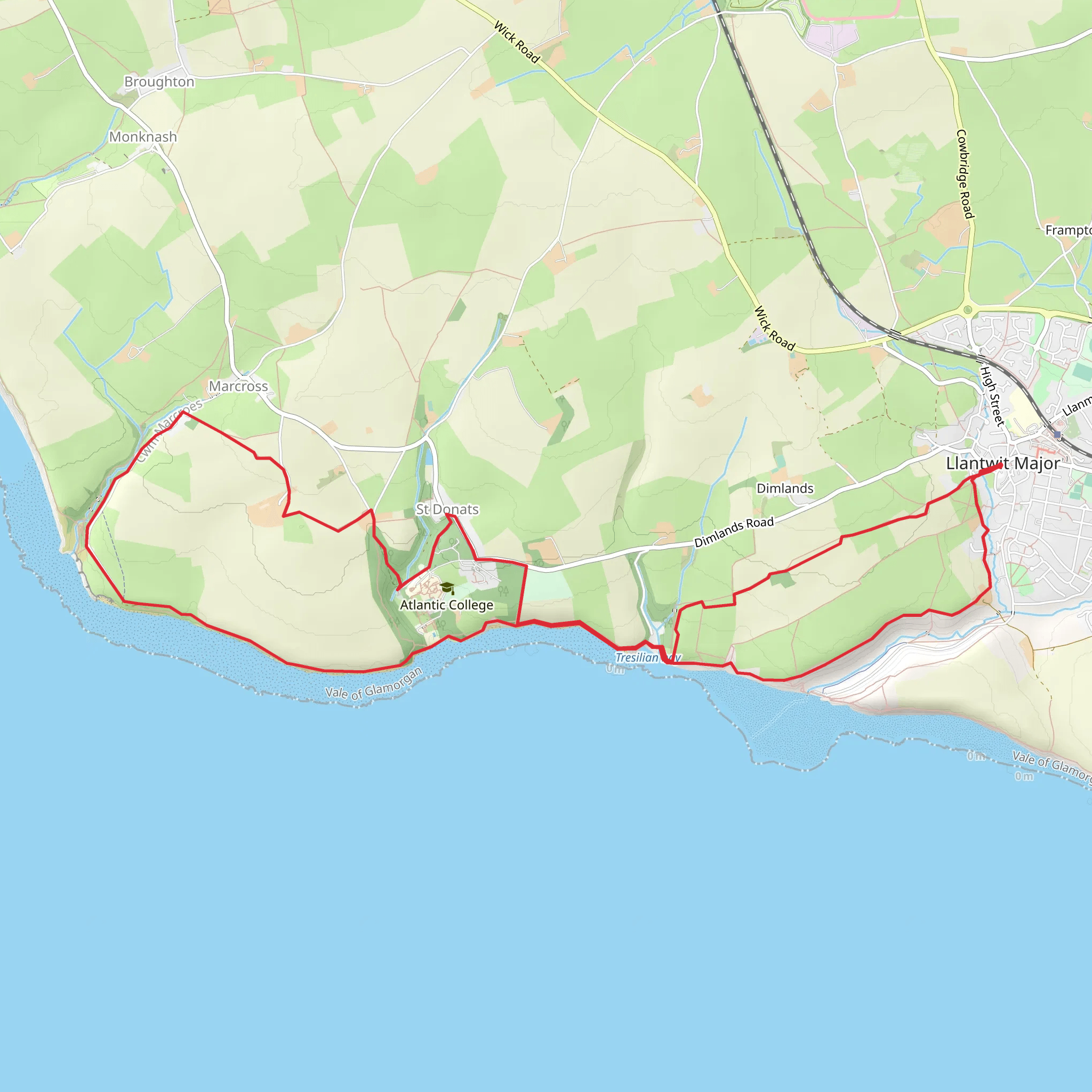 Valeway 5 (Llantwit > Monknash) mobile static map