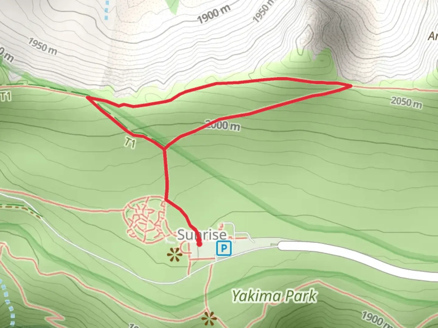 An image depicting the trail Sourdough Ridge Loop via Sunrise and its surrounding area.