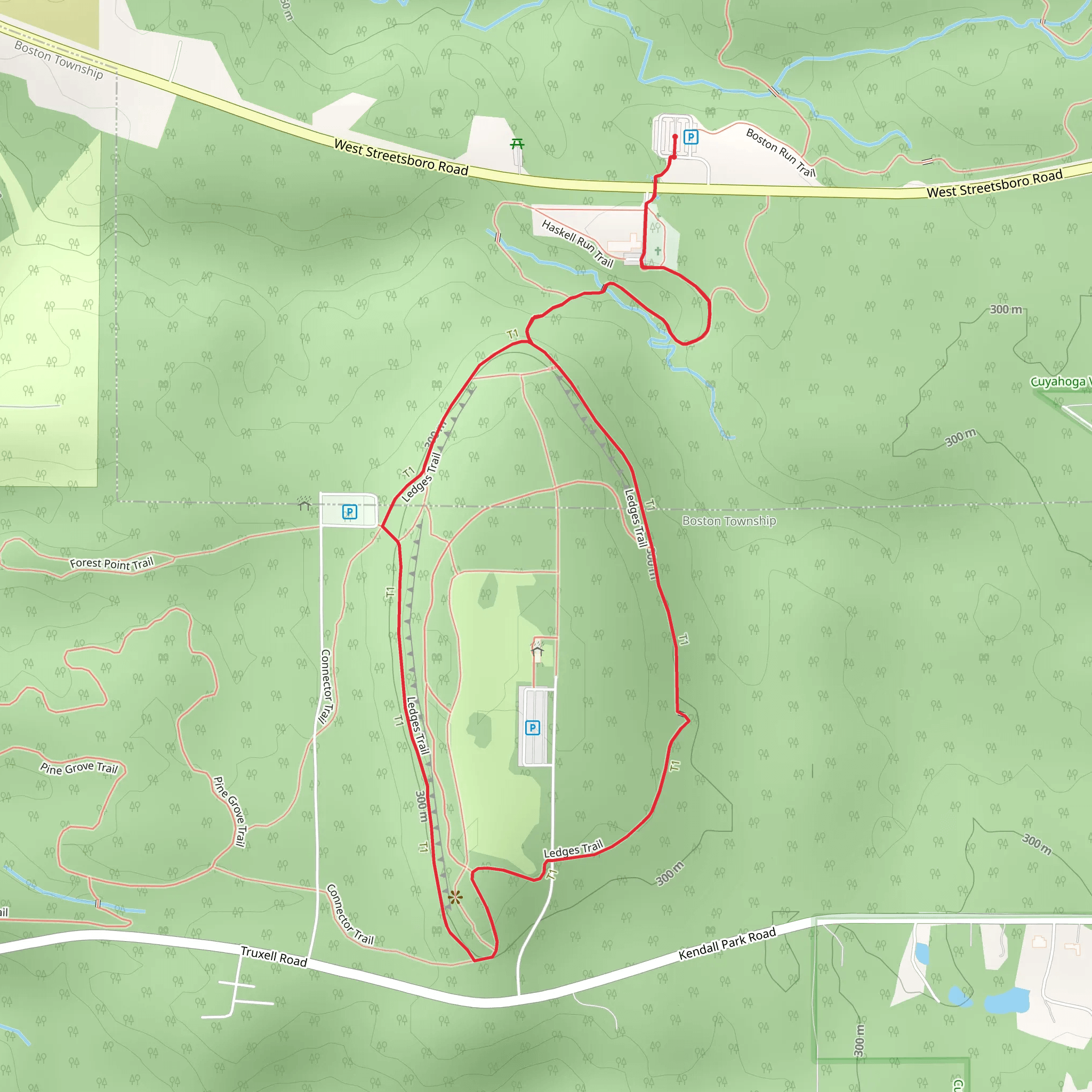 Haskell Run Trail and Ledges Loop Trail mobile static map