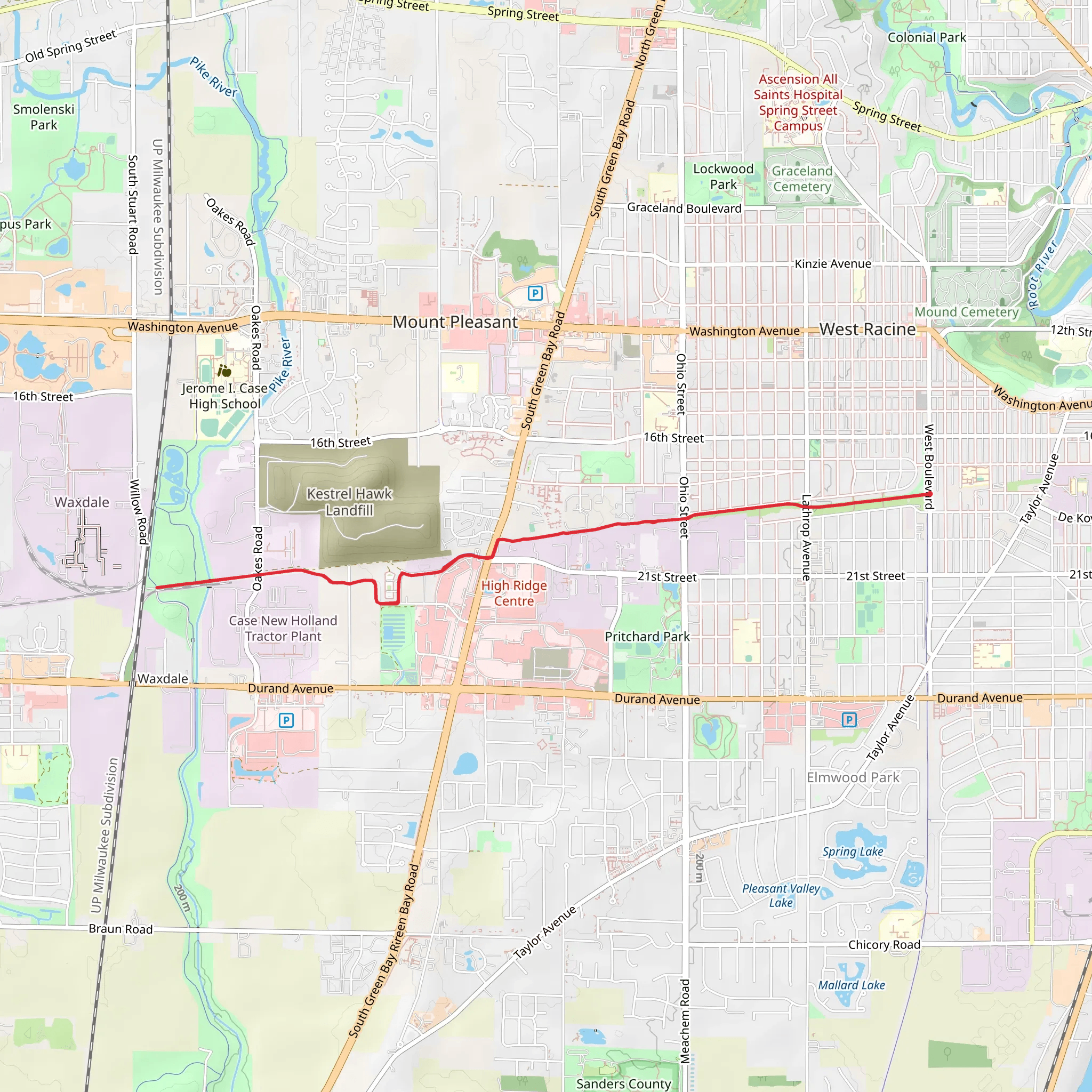 Racine-Sturtevant Trail mobile static map