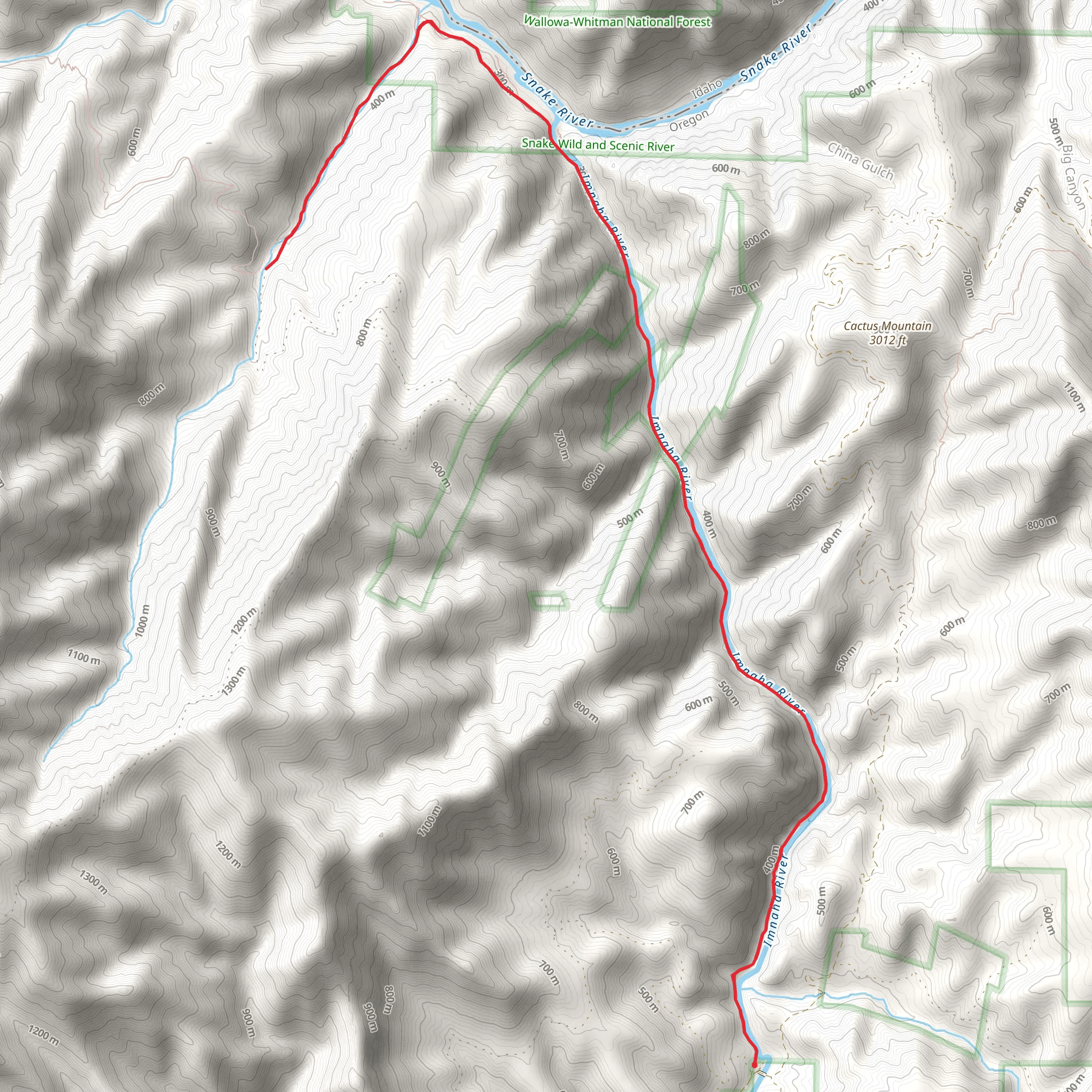 Imnaha River and Eureka Creek mobile static map