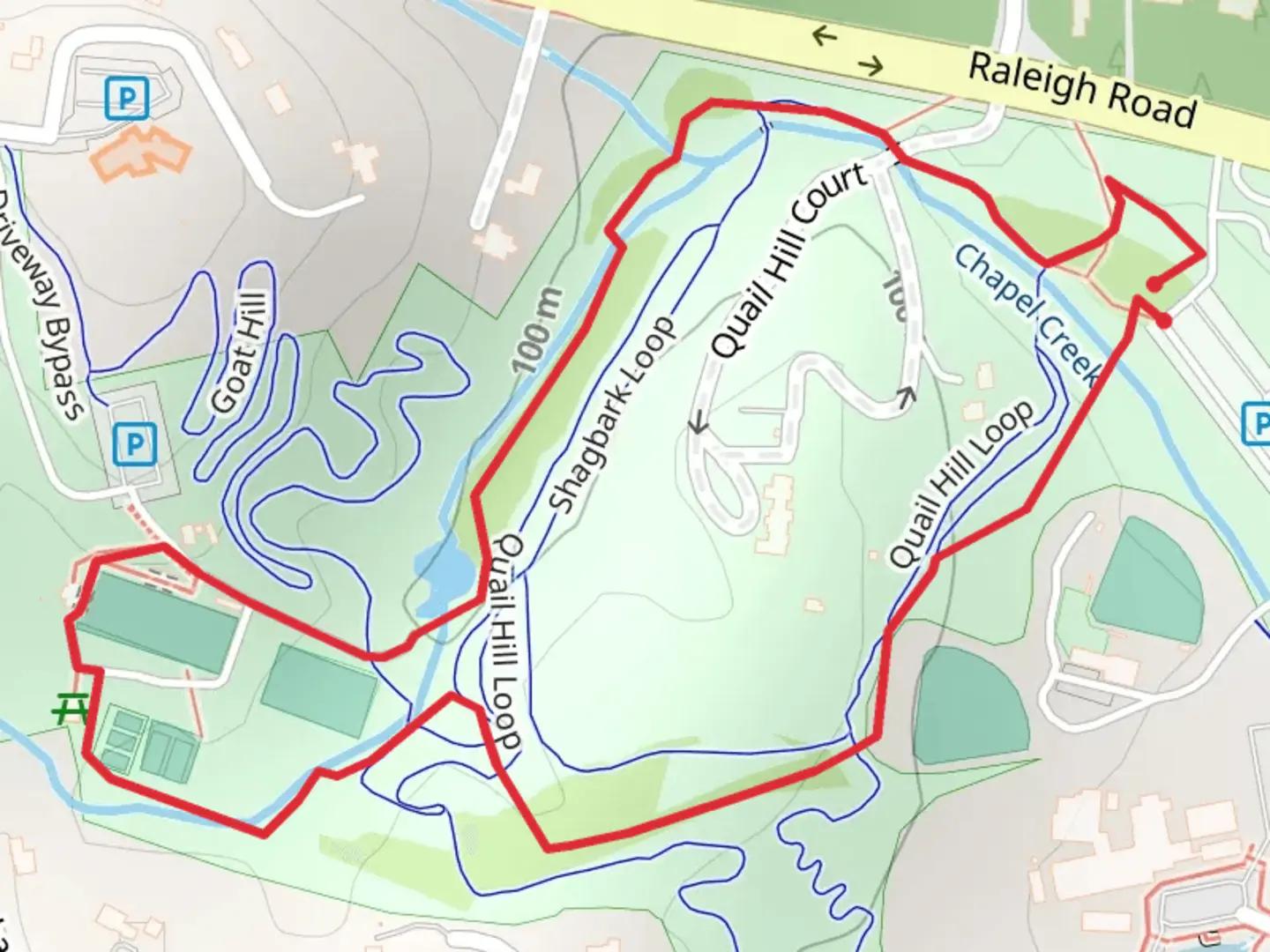 An image depicting the trail Sticks N' Stones and Quail Hill Loop Trail and its surrounding area.