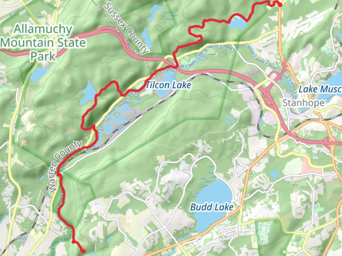 An image depicting the trail Jefferson Lake, Morris Canal and Saxton Falls via Highlands Trail and its surrounding area.
