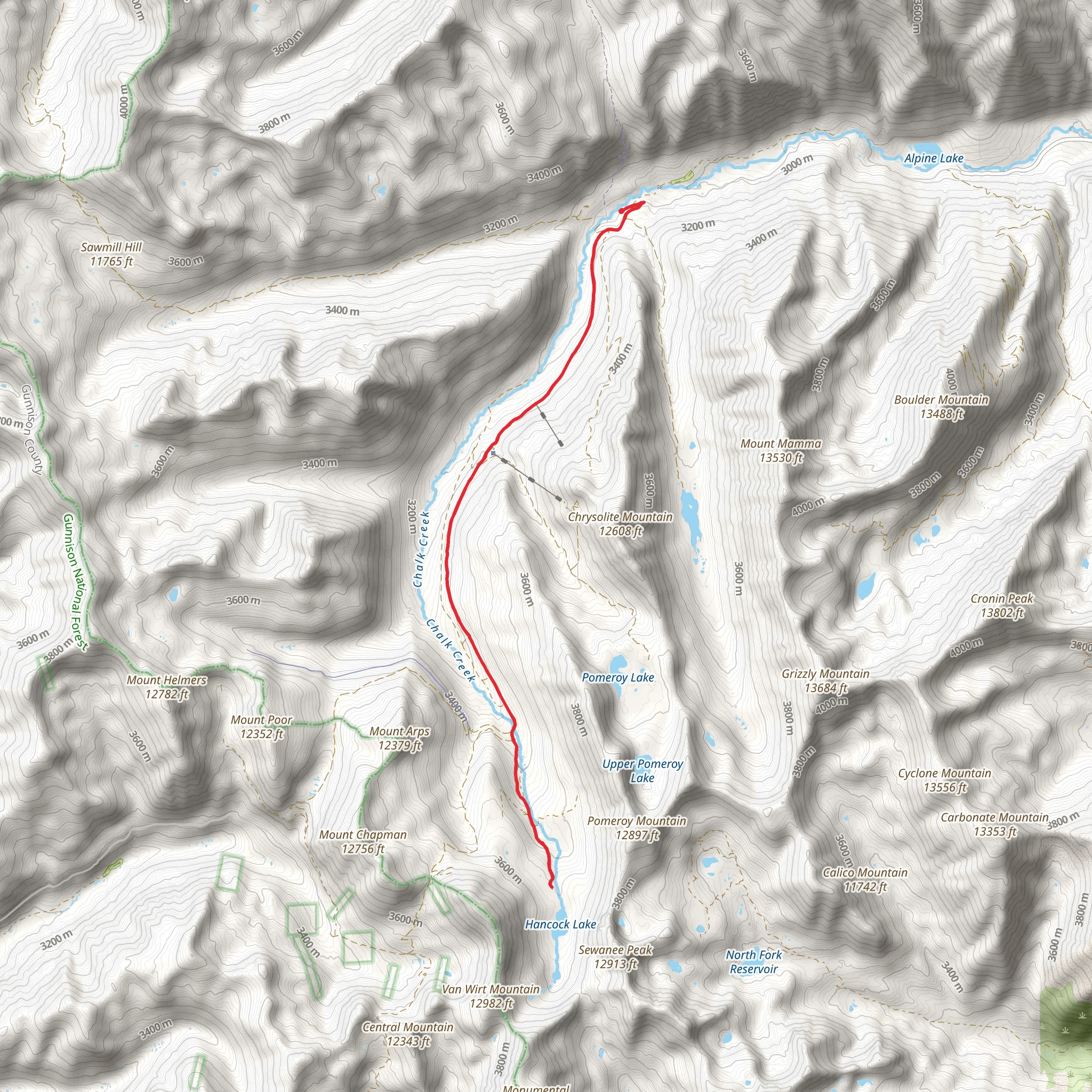 Chalk Creek, Collegiate West and CDT mobile static map
