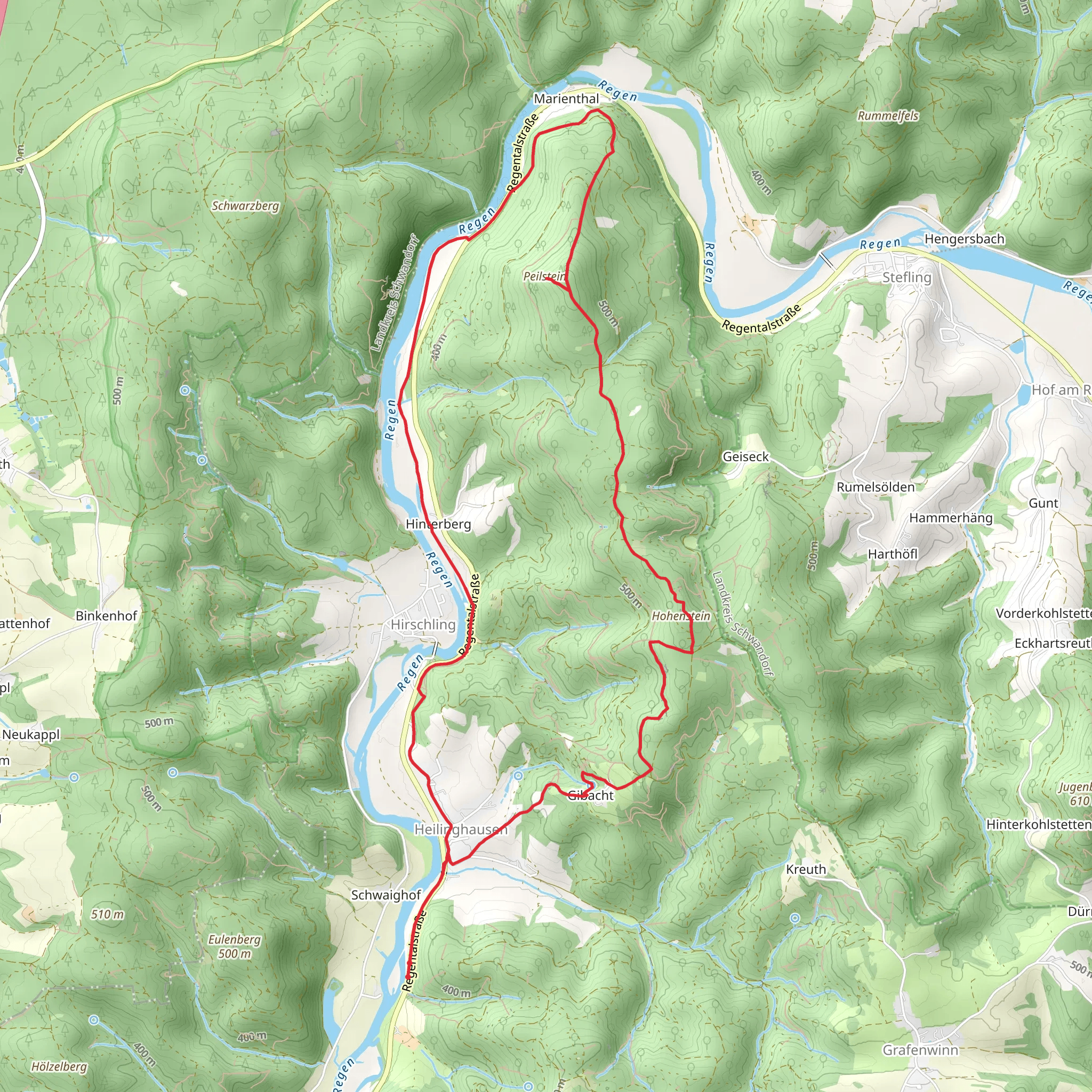 Peilstein via Burgensteig and Marienthal mobile static map