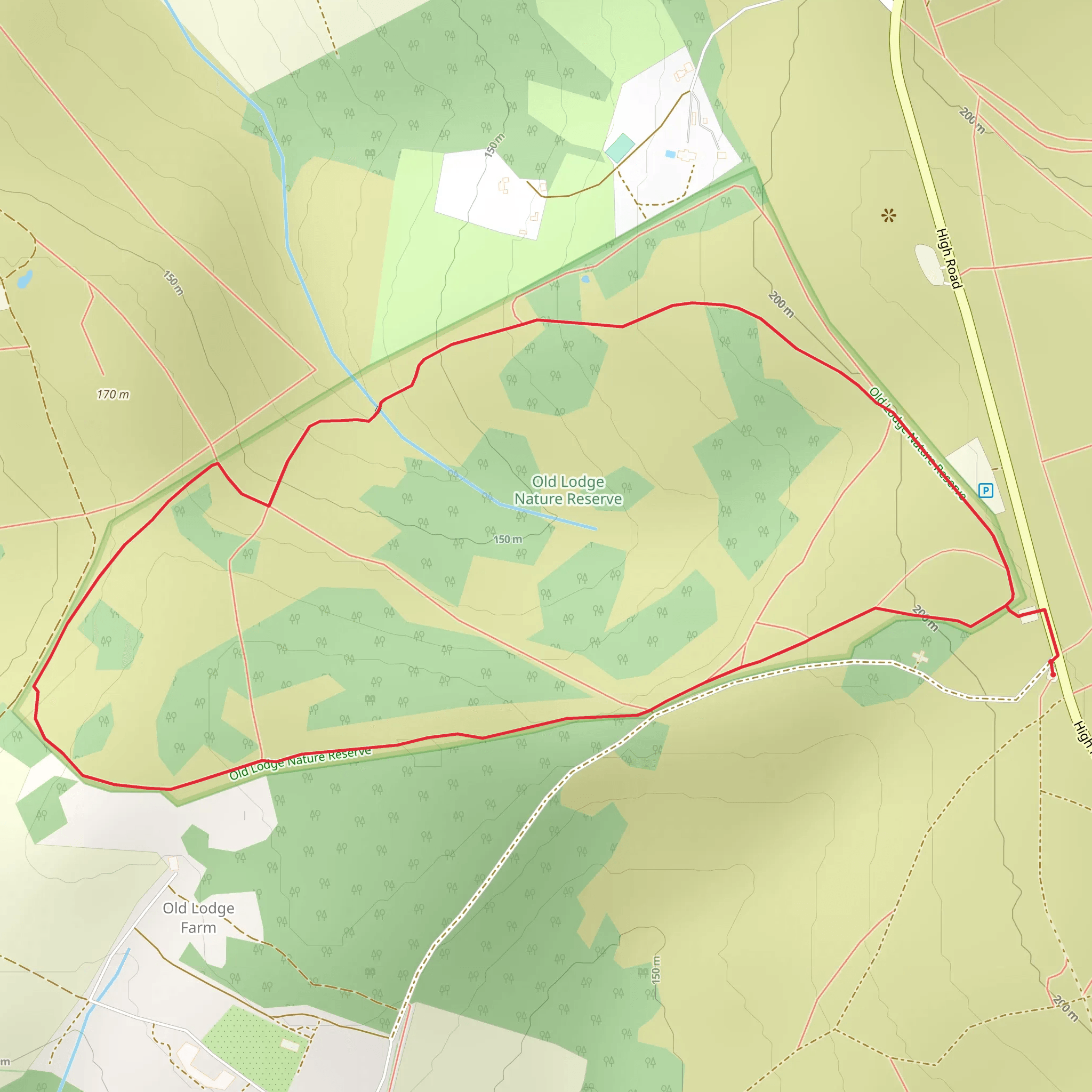 Old Lodge Nature Reserve Loop mobile static map