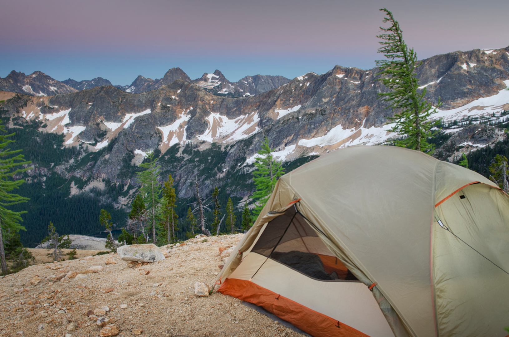 An image depicting the trail Cutthroat Pass via Cutthroat Lake Trail and its surrounding area.
