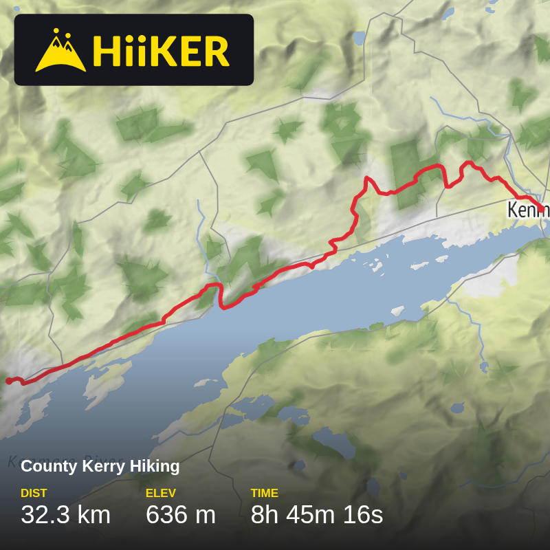 A map preview of the recording County Kerry Hiking.