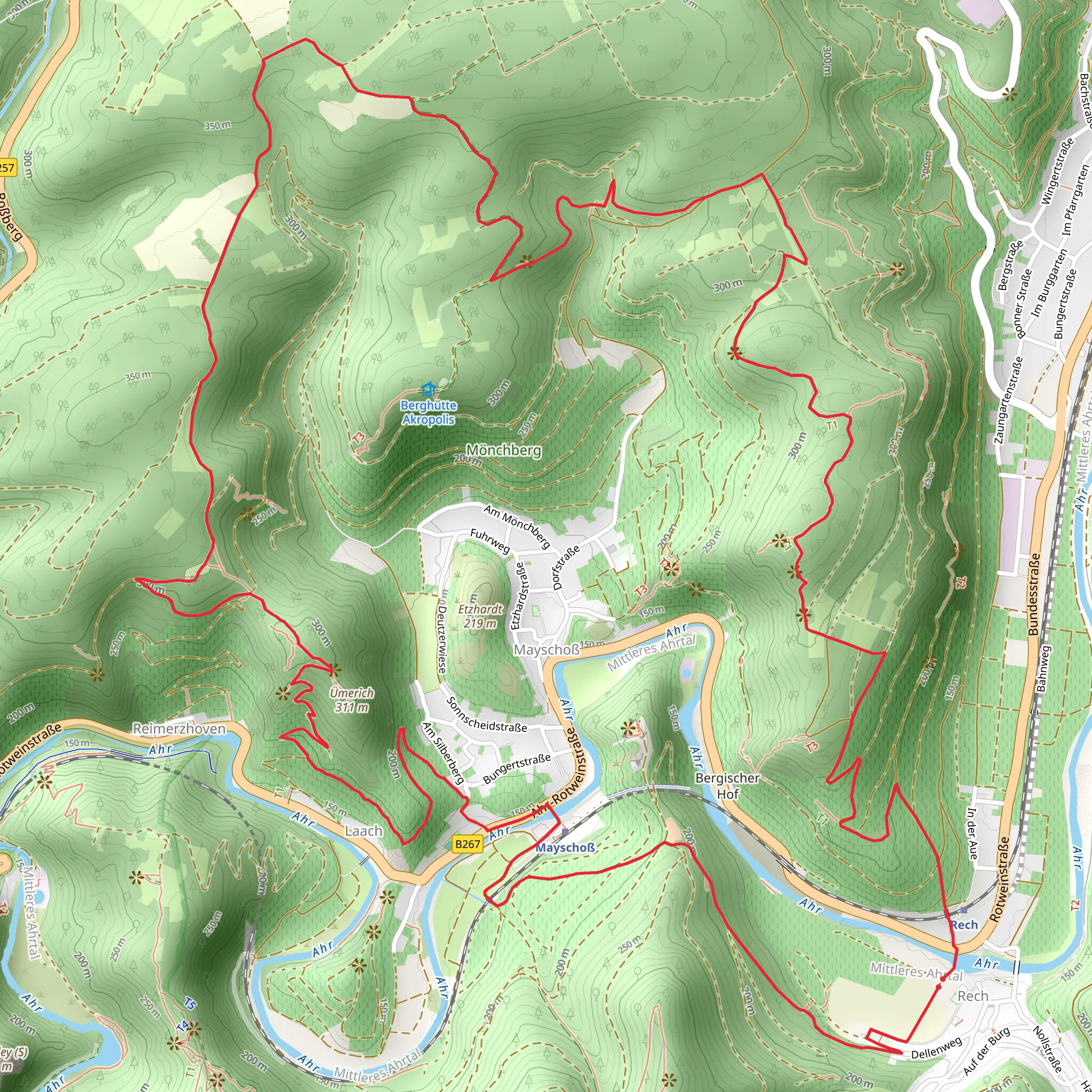 Saffenburgrunde and Altenahr Rundweg Loop mobile static map