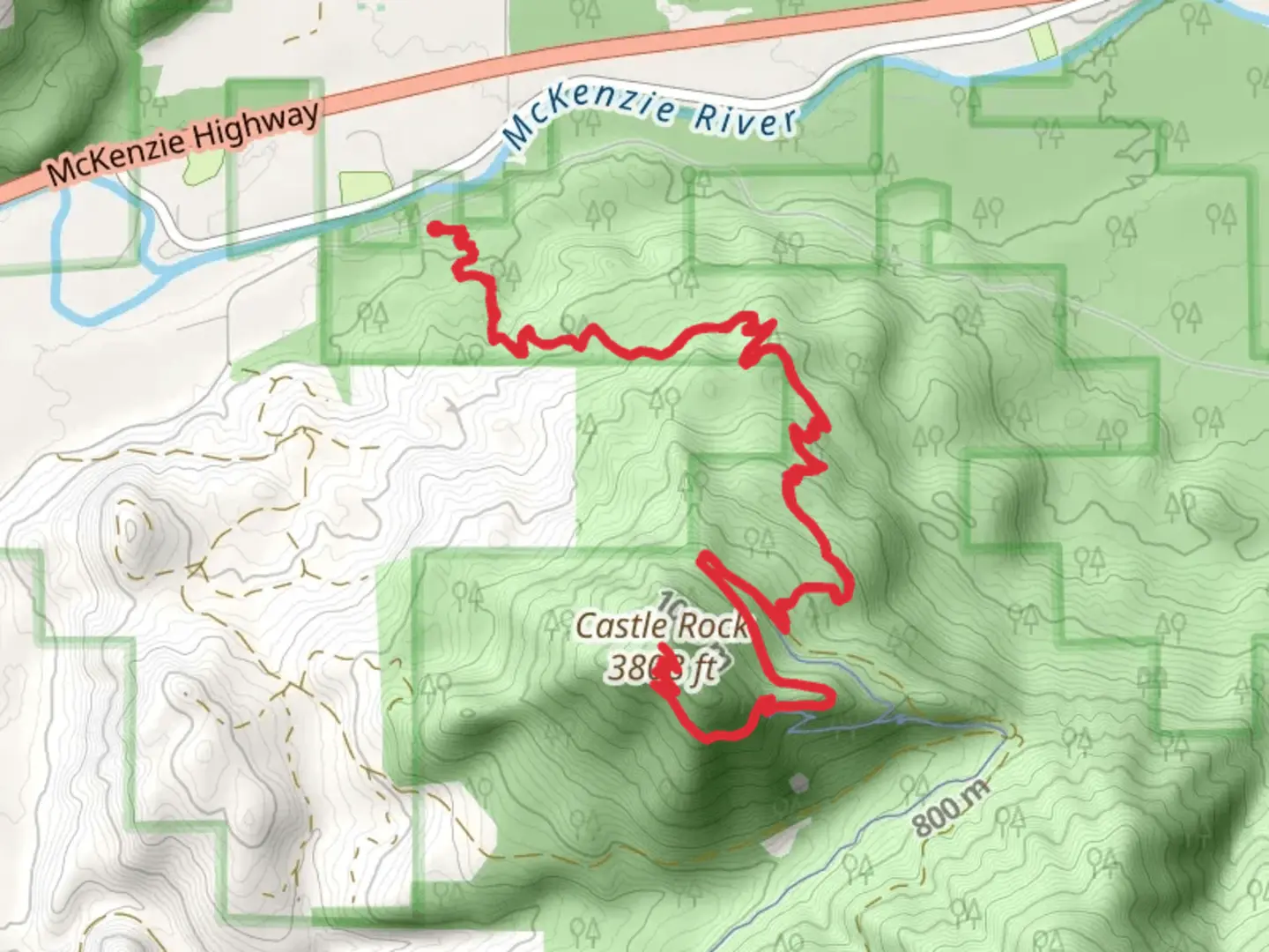 An image depicting the trail King-Castle Trail from East King Road and its surrounding area.