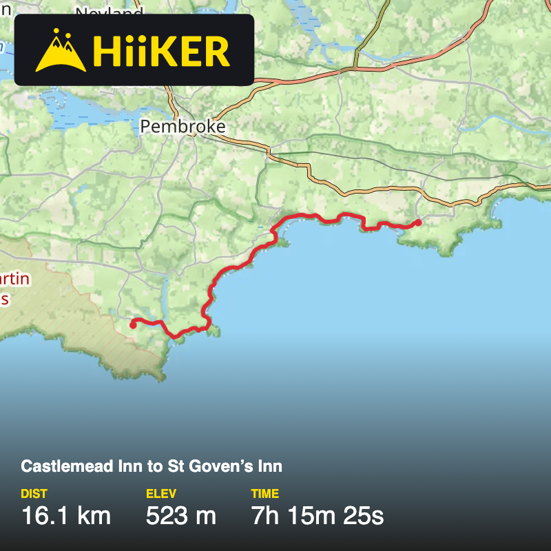 A map preview of the recording Castlemead Inn to St Goven’s Inn.