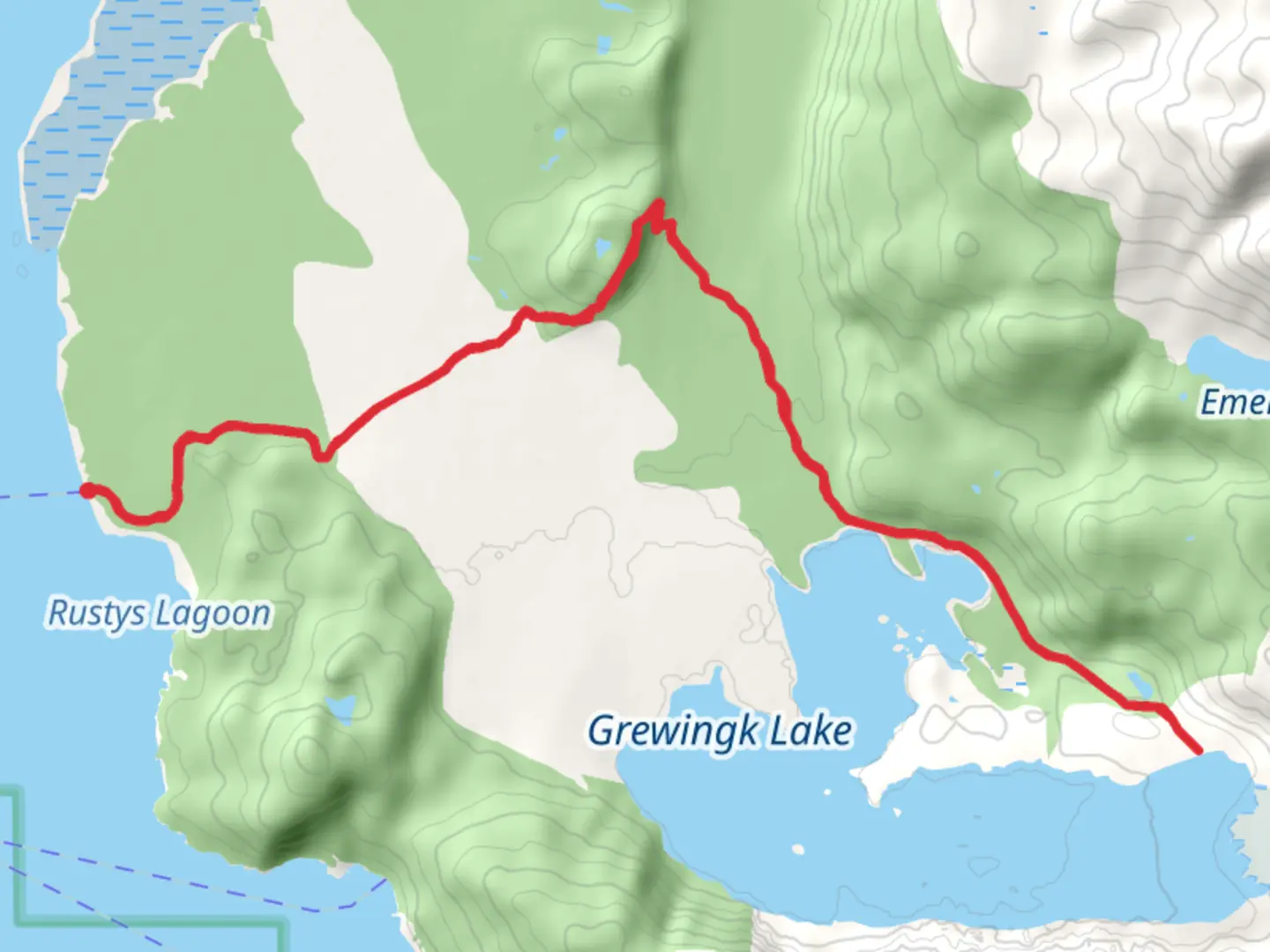 An image depicting the trail Grewingk Lake Trail and its surrounding area.