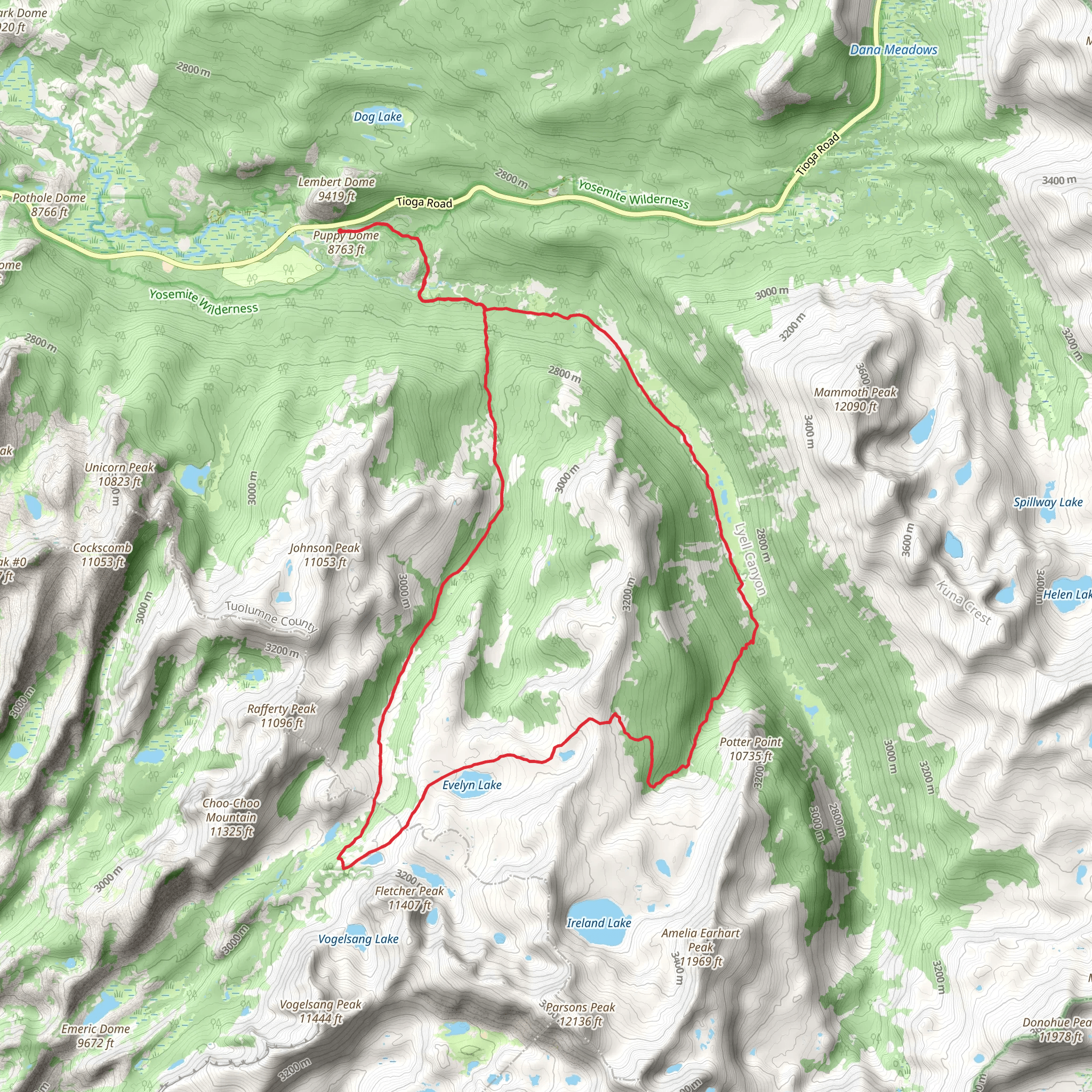 Evelyn Lake and Rafferty Creek Loop Trail mobile static map
