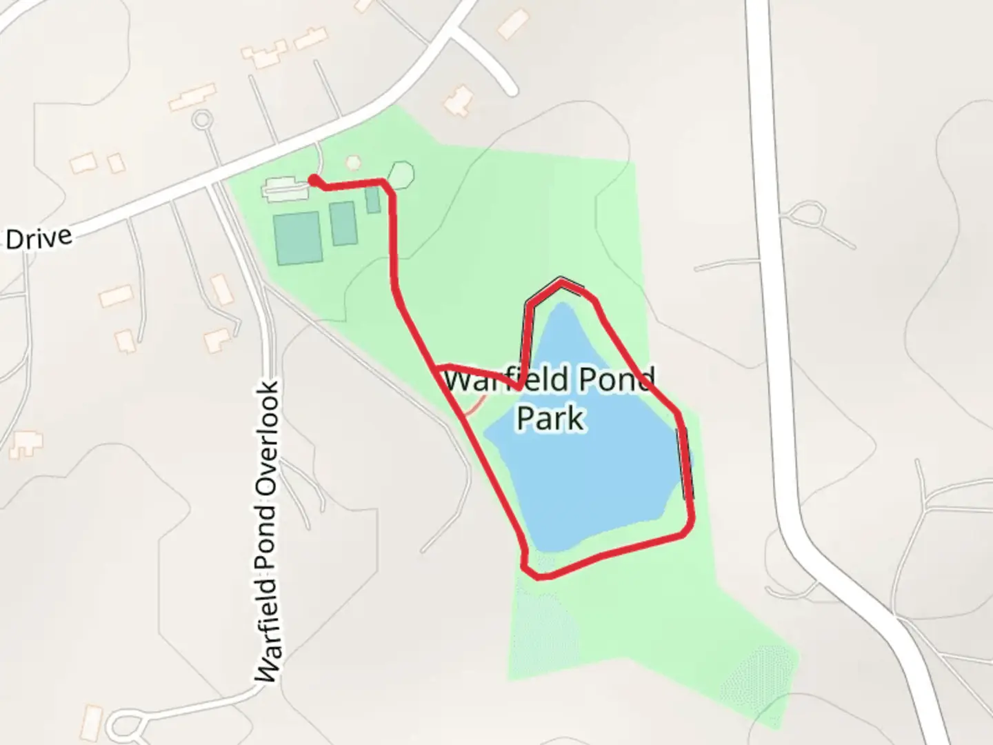 An image depicting the trail Warfield Pond Loop and its surrounding area.