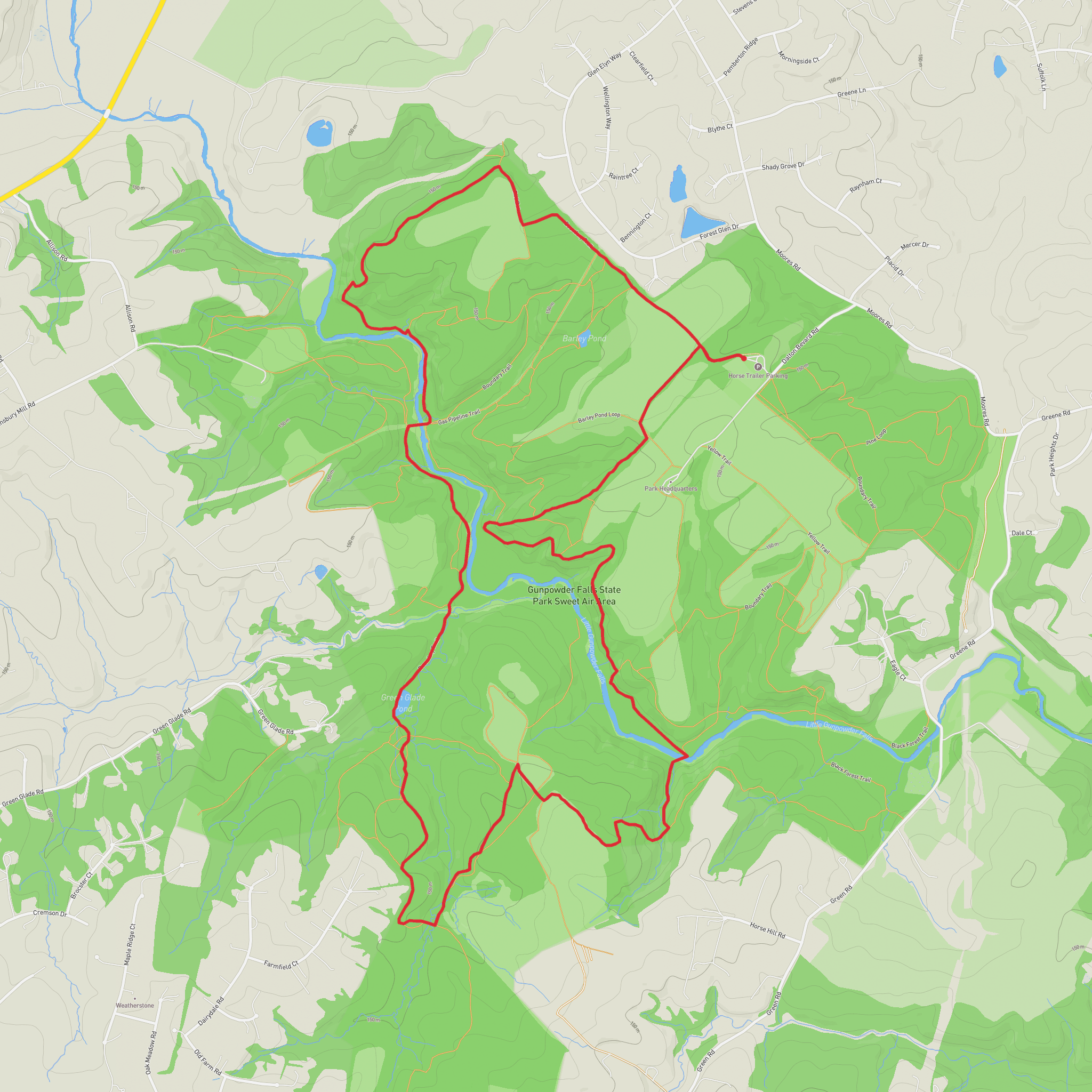 Little Gunpowder Trail and Boundary Trail mobile static map