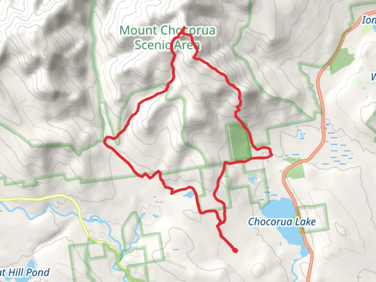 An image depicting the trail Paugus Mill to Mount Chocorua to Bald Mountain Loop and its surrounding area.