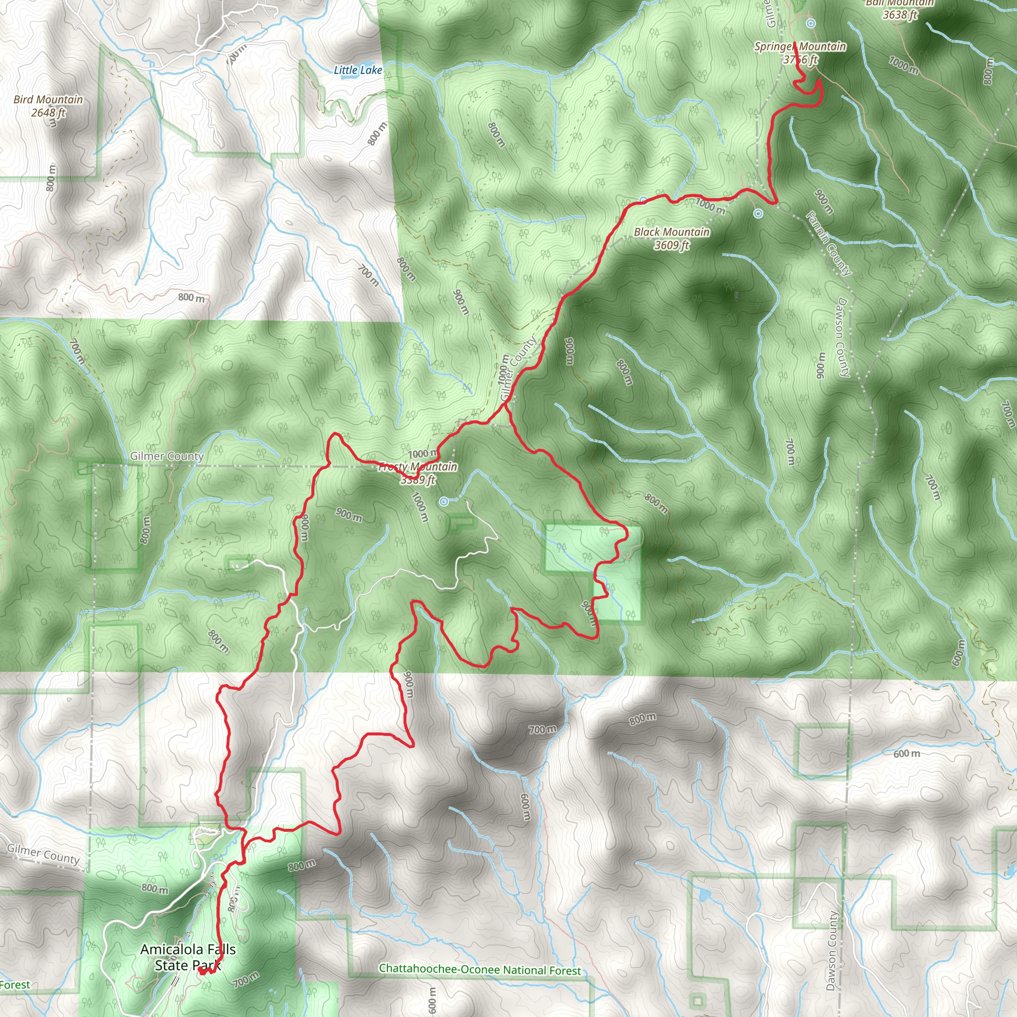 Springer Mountain via Appalachian Approach Trail and Len Foote Trail mobile static map