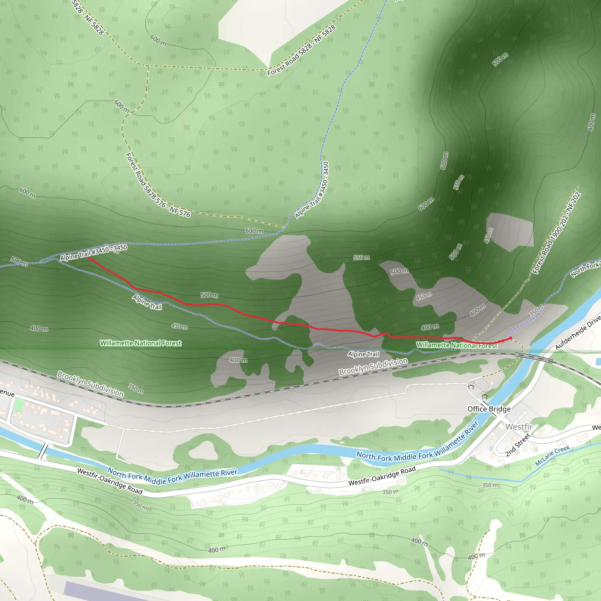Westfir Tie Trail mobile static map