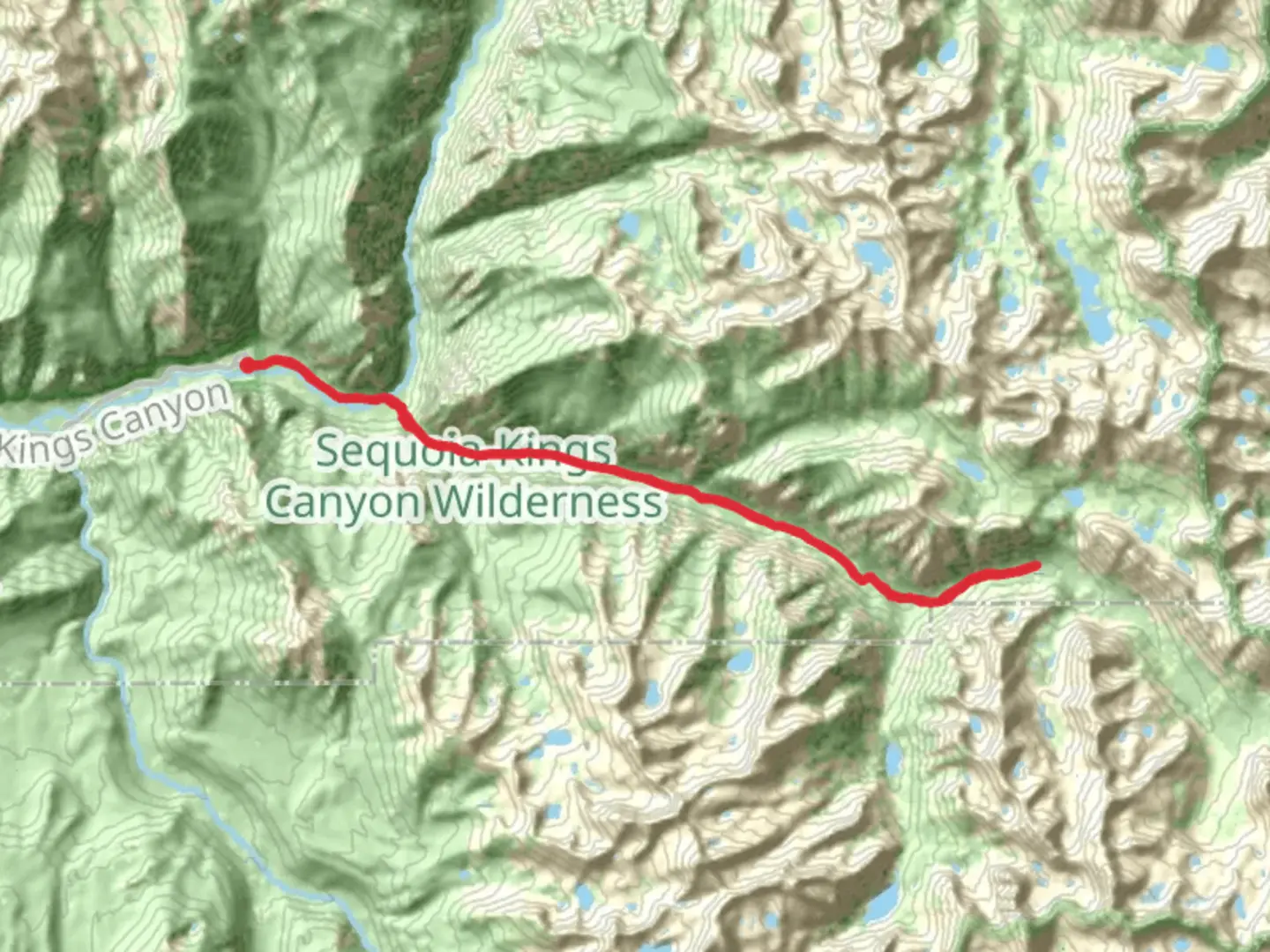 An image depicting the trail Paradise Valley Trail and Bubbs Creek Trail and its surrounding area.