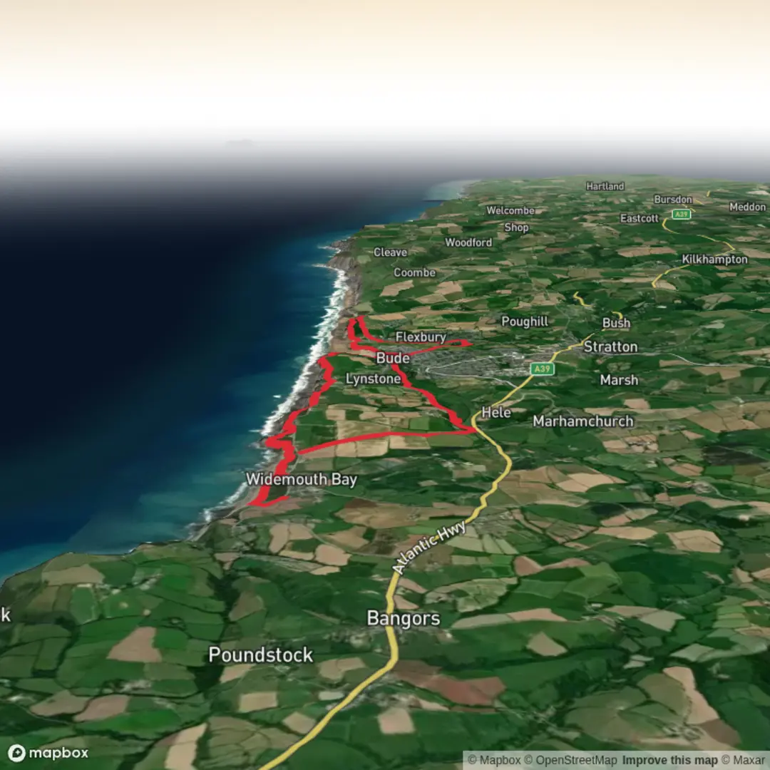 An image depicting the trail Hike from Widemouth Bay Circular and its surrounding area.