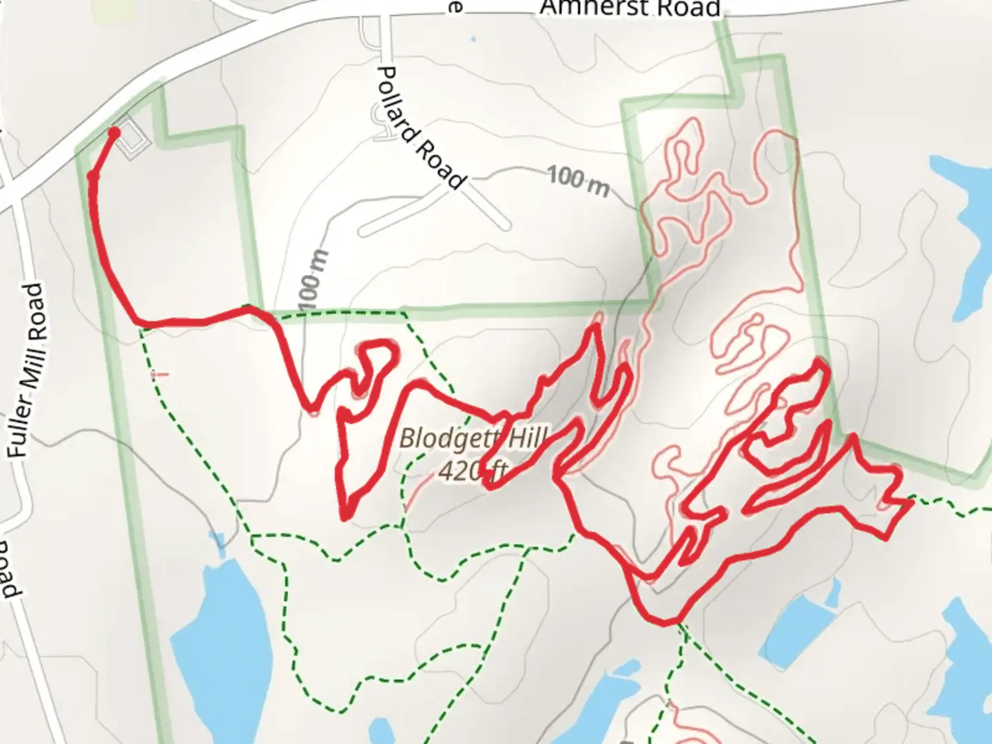 An image depicting the trail Blodgett Hill Summit Loop Trail and its surrounding area.