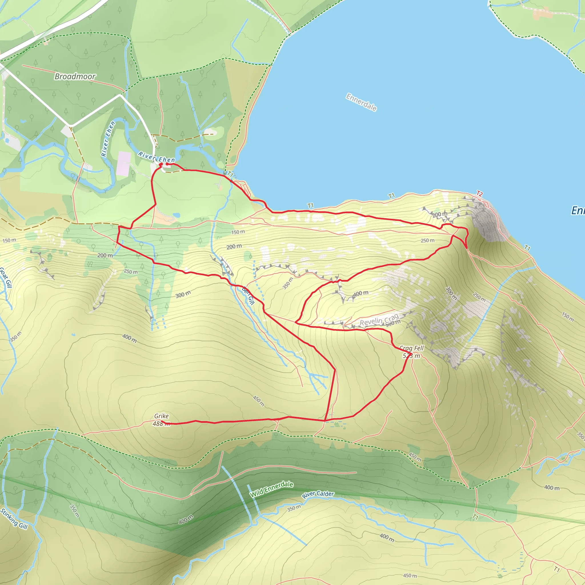 Crag Fell and Grike Loop via Ennerdale Water mobile static map