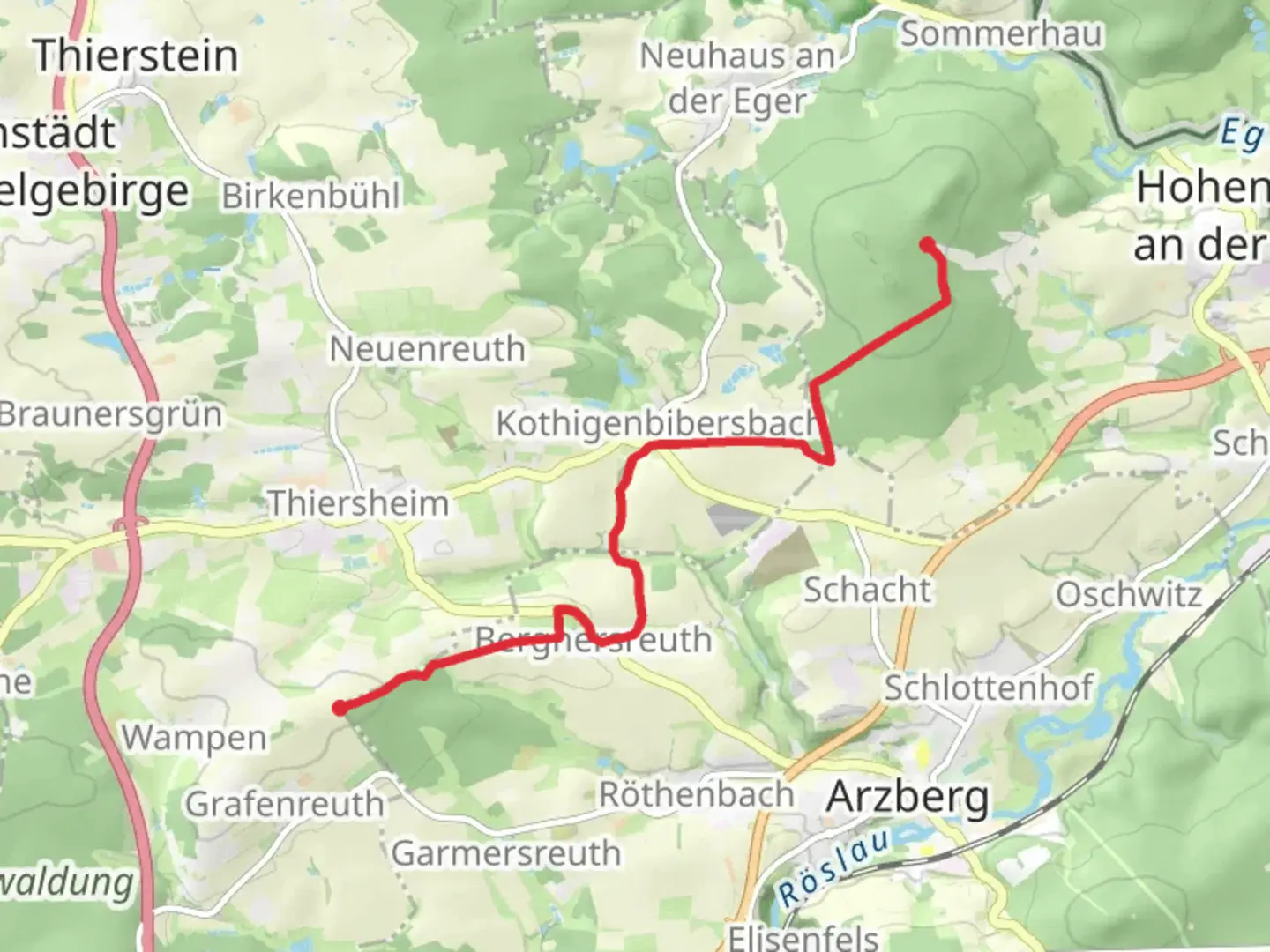 An image depicting the trail Steinberg to Weidenhofer Forst Walk and its surrounding area.