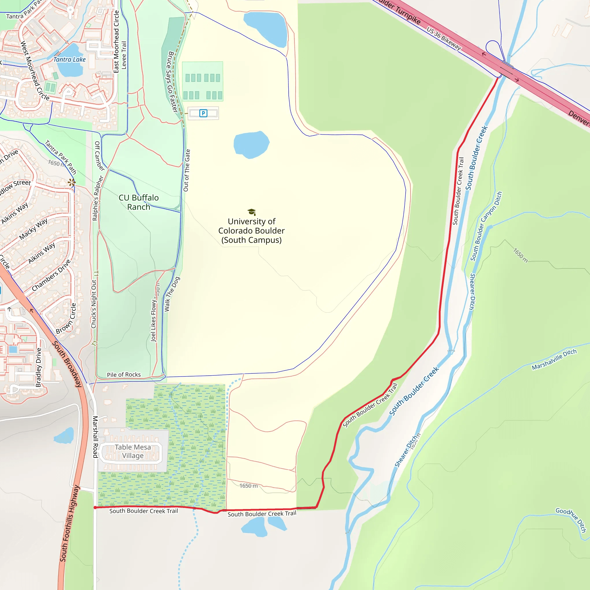 South Boulder Creek Trail Out and Back mobile static map