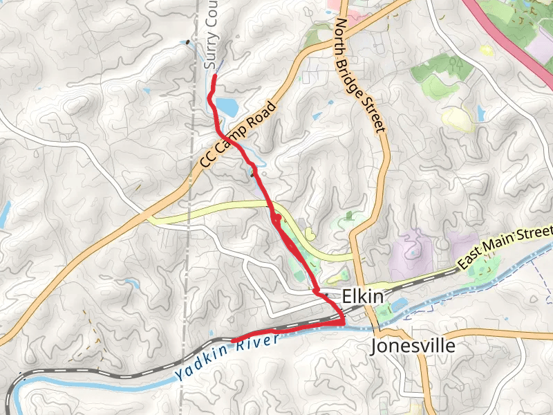 Elkin Creek via Mountain to Sea Trail and Overmountain Victory Trail