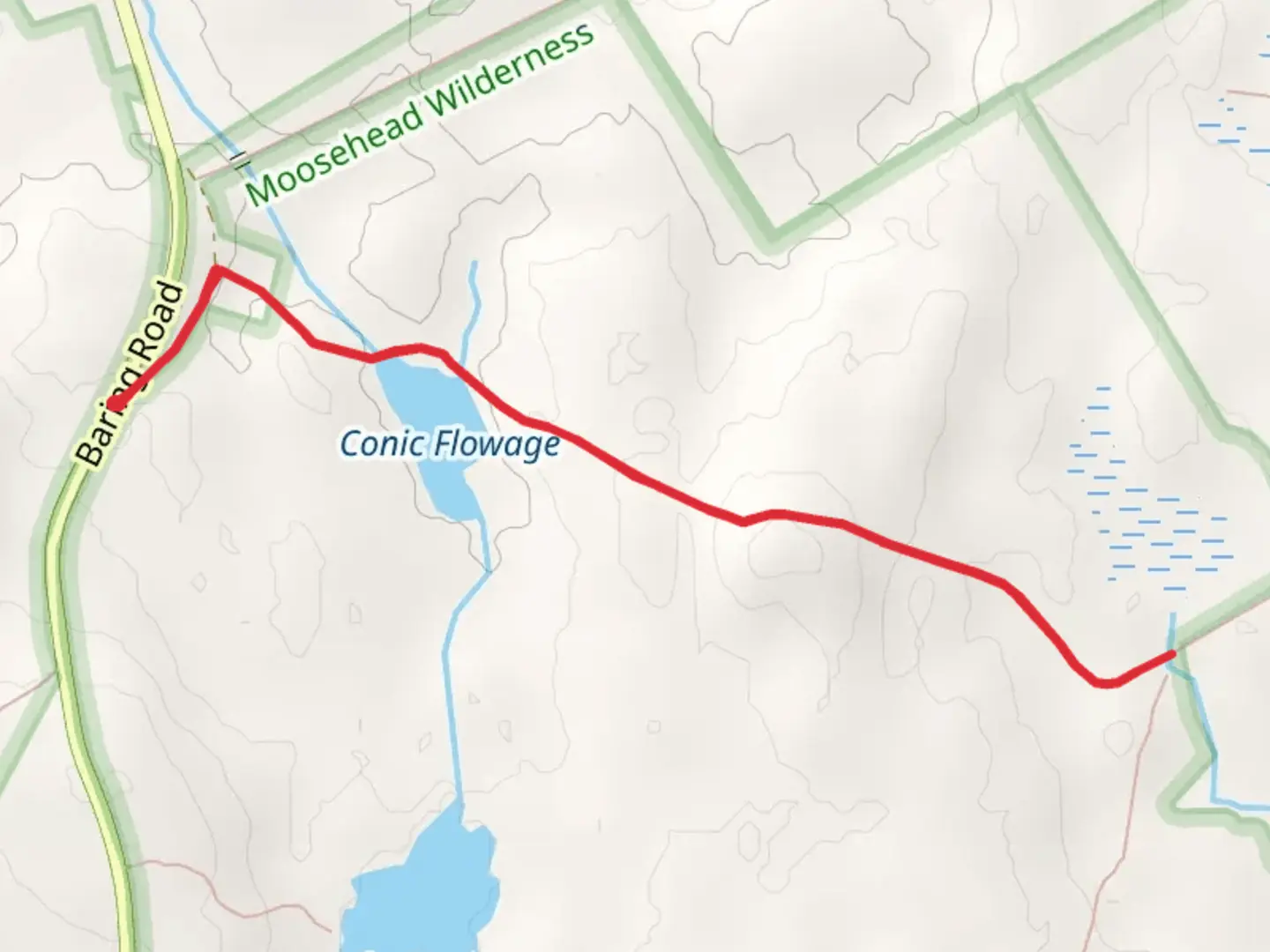 An image depicting the trail Mullen Trail from Baring Road and its surrounding area.