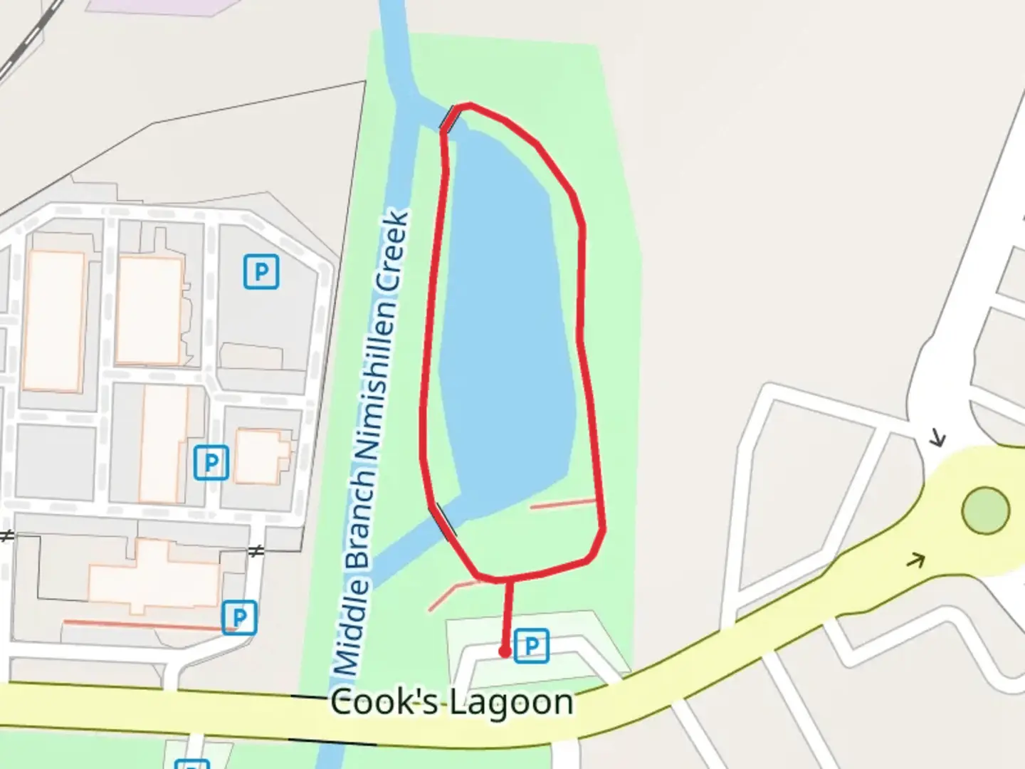 An image depicting the trail Cook's Lagoon Park Loop and its surrounding area.