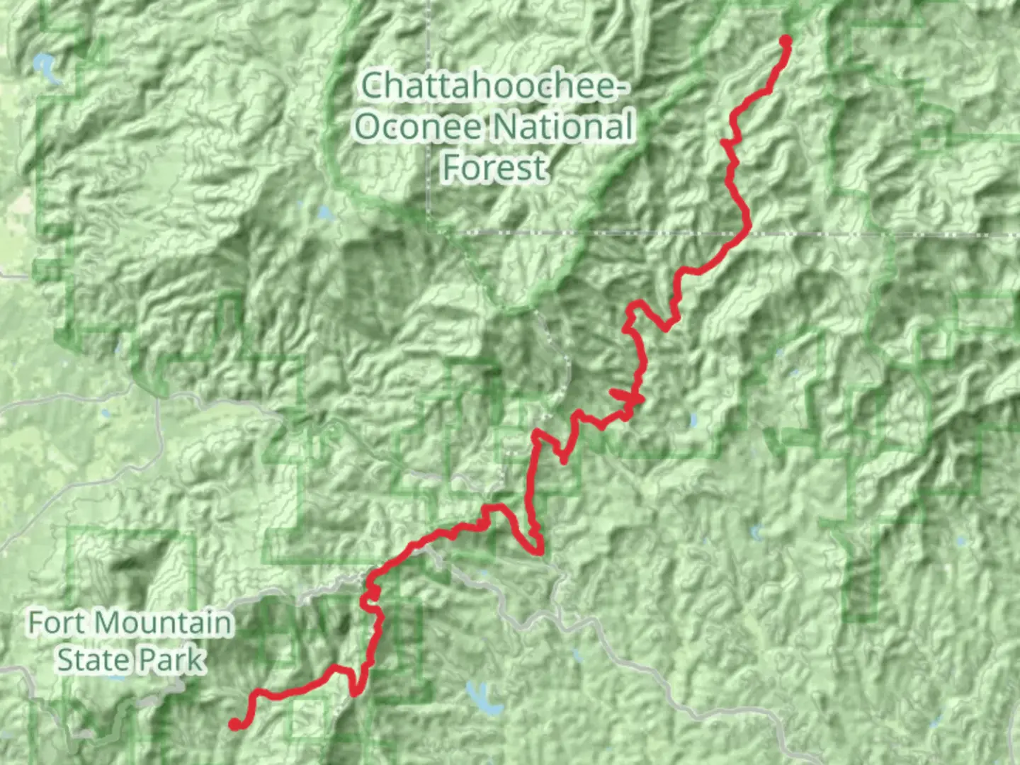 An image depicting the trail Pinhoti Trail - Peeples Lake Road and its surrounding area.