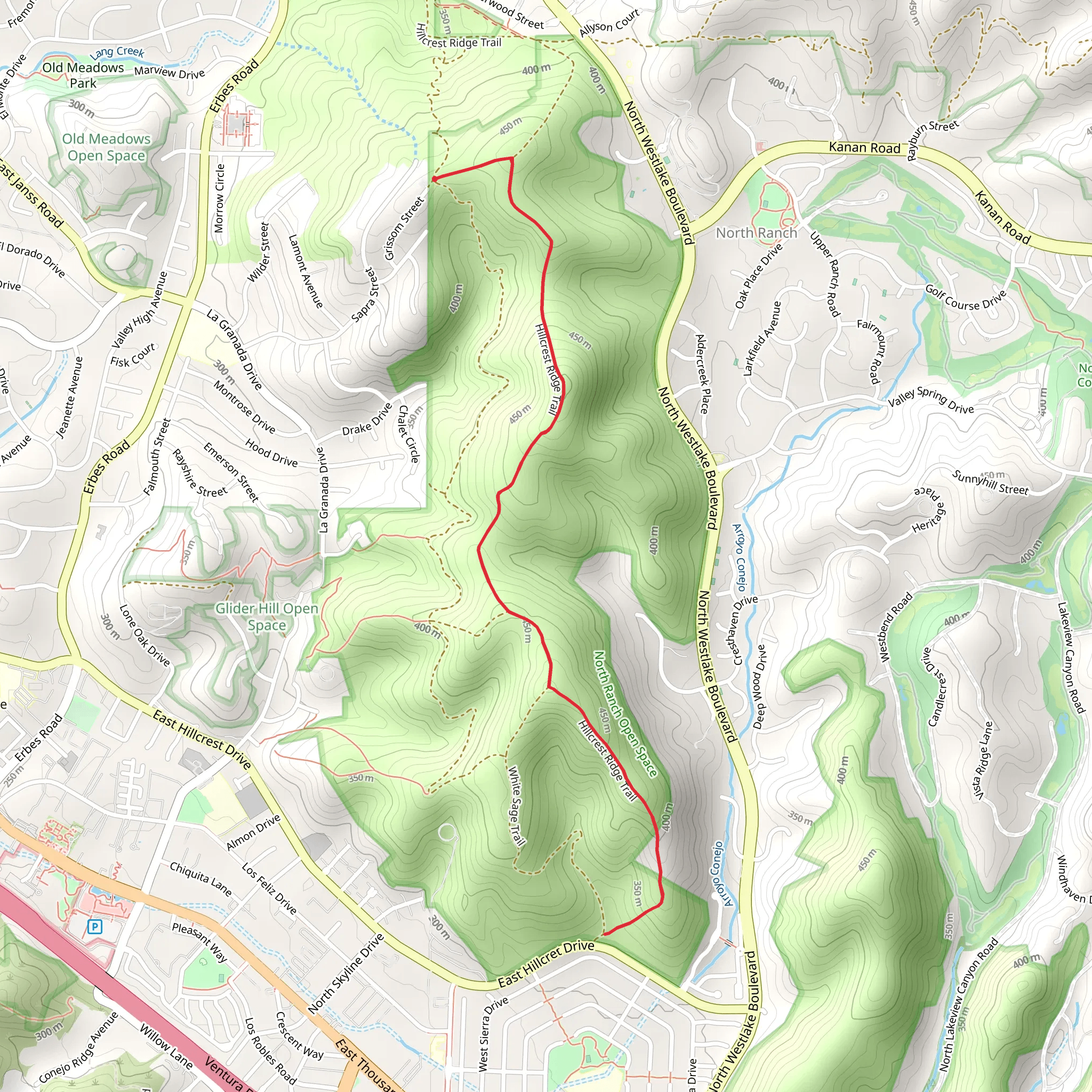Hillcrest Ridge Trail mobile static map
