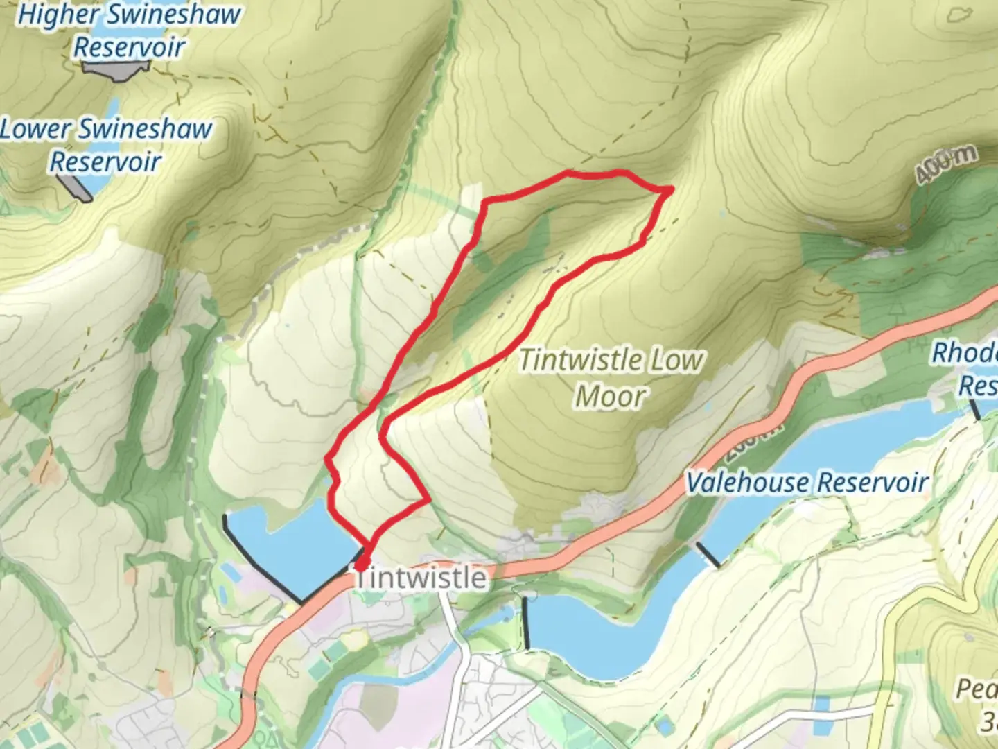 An image depicting the trail Tintwhisle 7 waterfalls and its surrounding area.