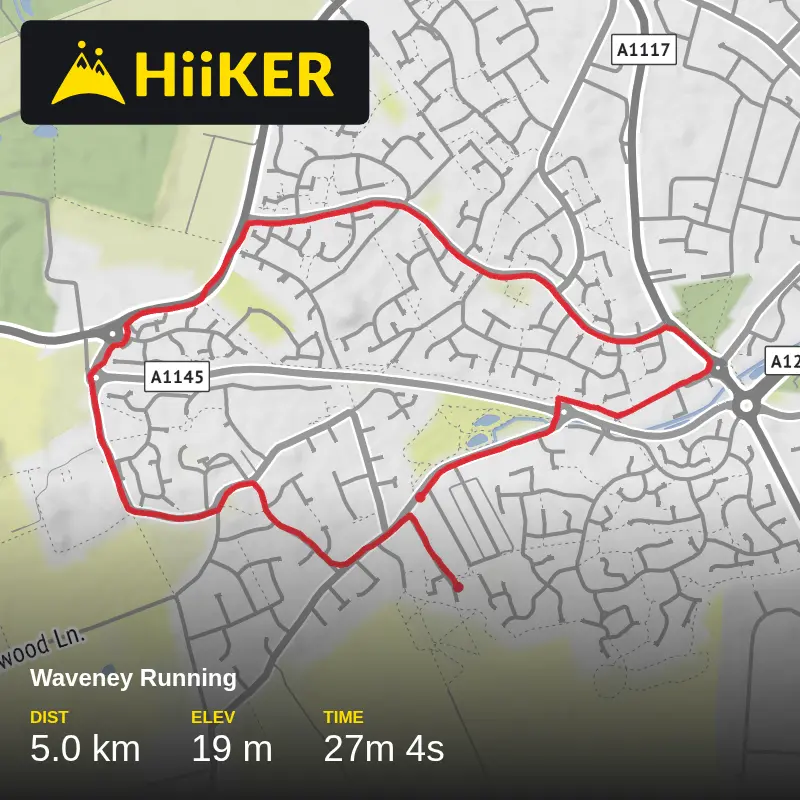A map preview of the recording Waveney Running.