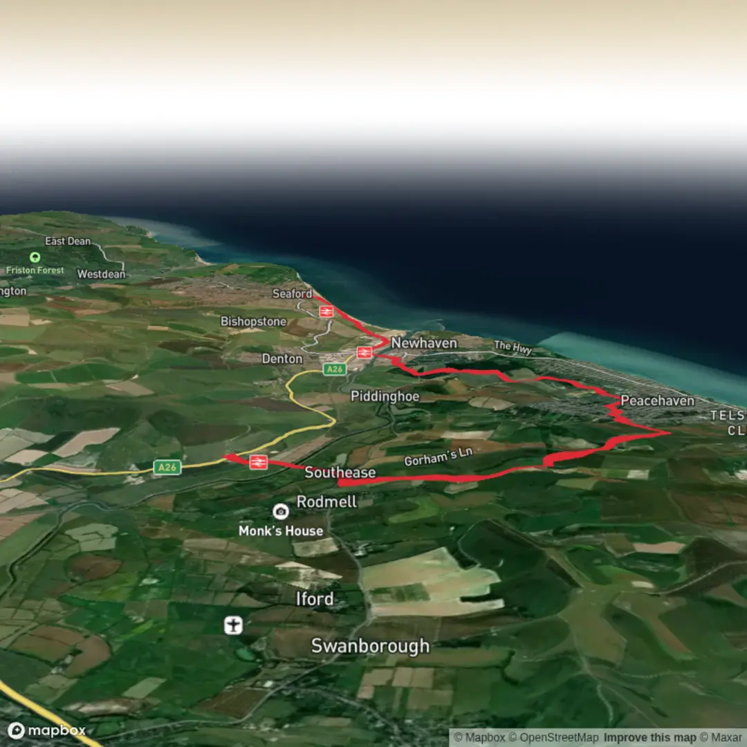 An image depicting the trail Southease to Seaford via Newhaven and its surrounding area.