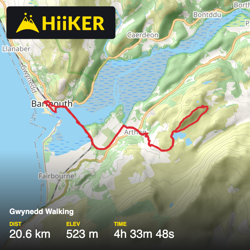 A map preview of the recording Gwynedd Walking.