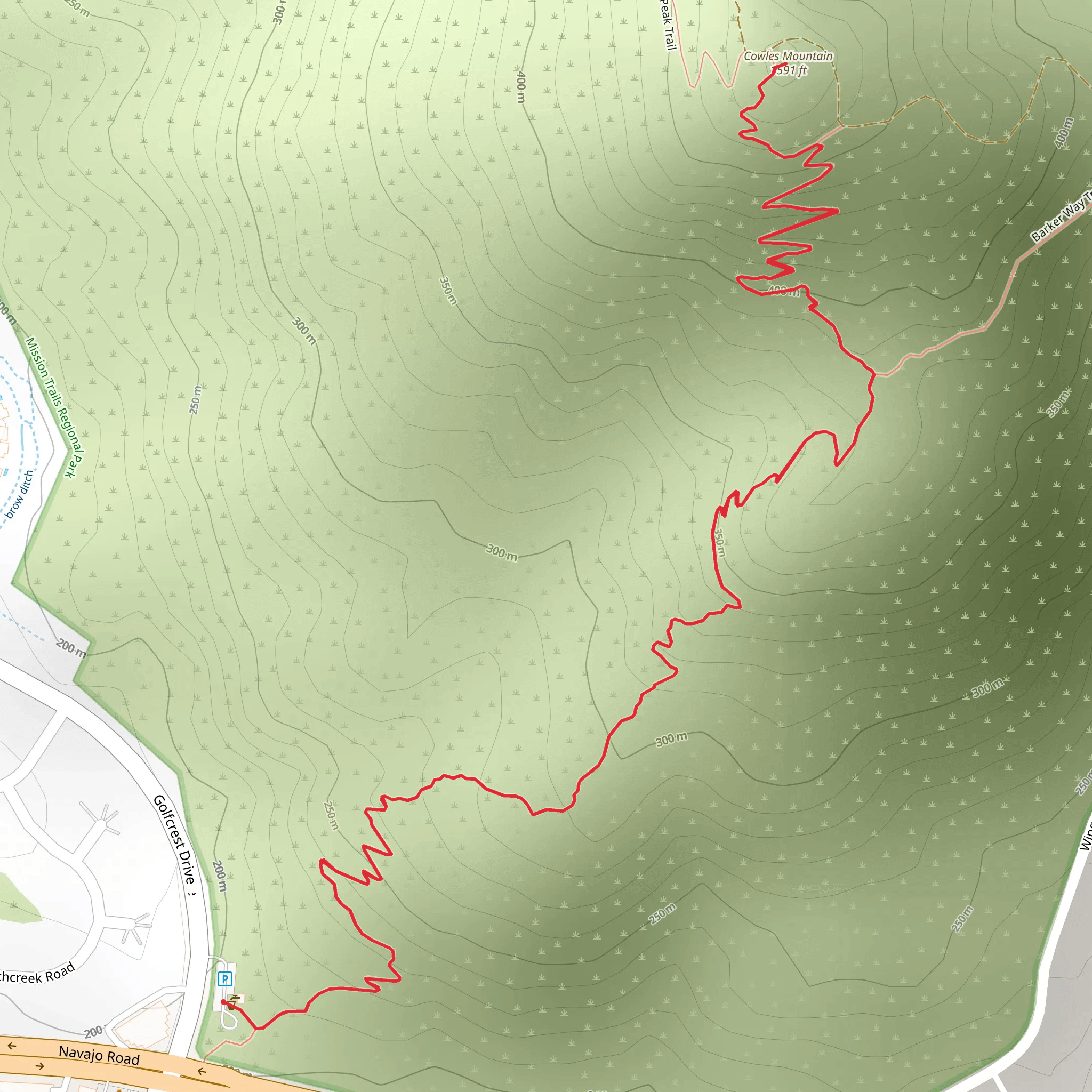 Cowles Mountain Trail mobile static map