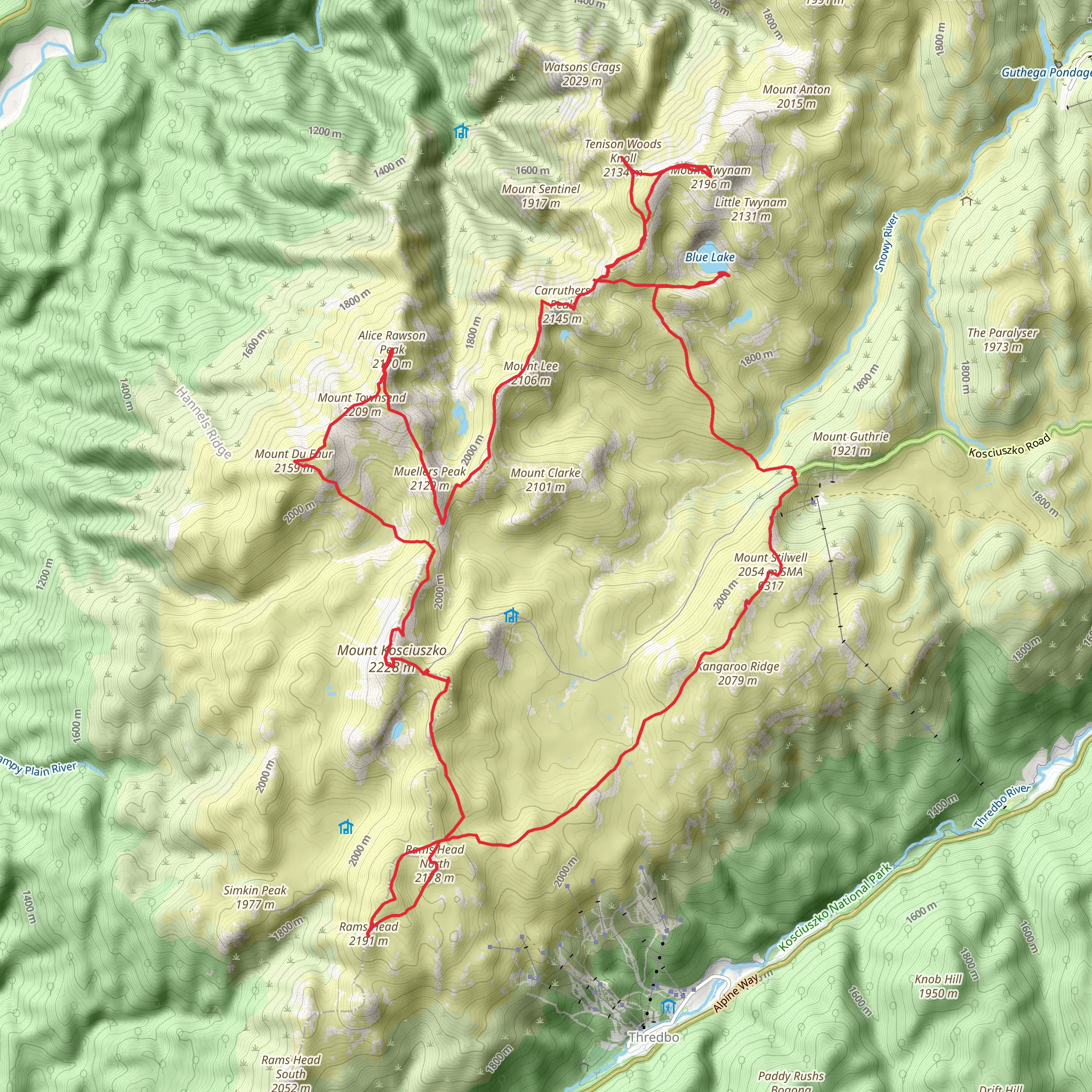 Australia's Eleven Highest Peaks Trail mobile static map