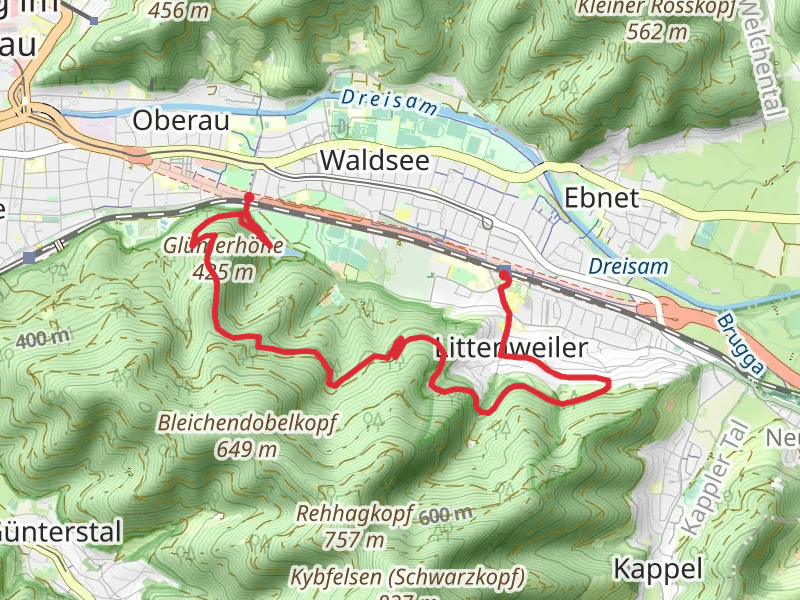 Freiburg Littenweiler to Stadthalle via Sagemaennleweg