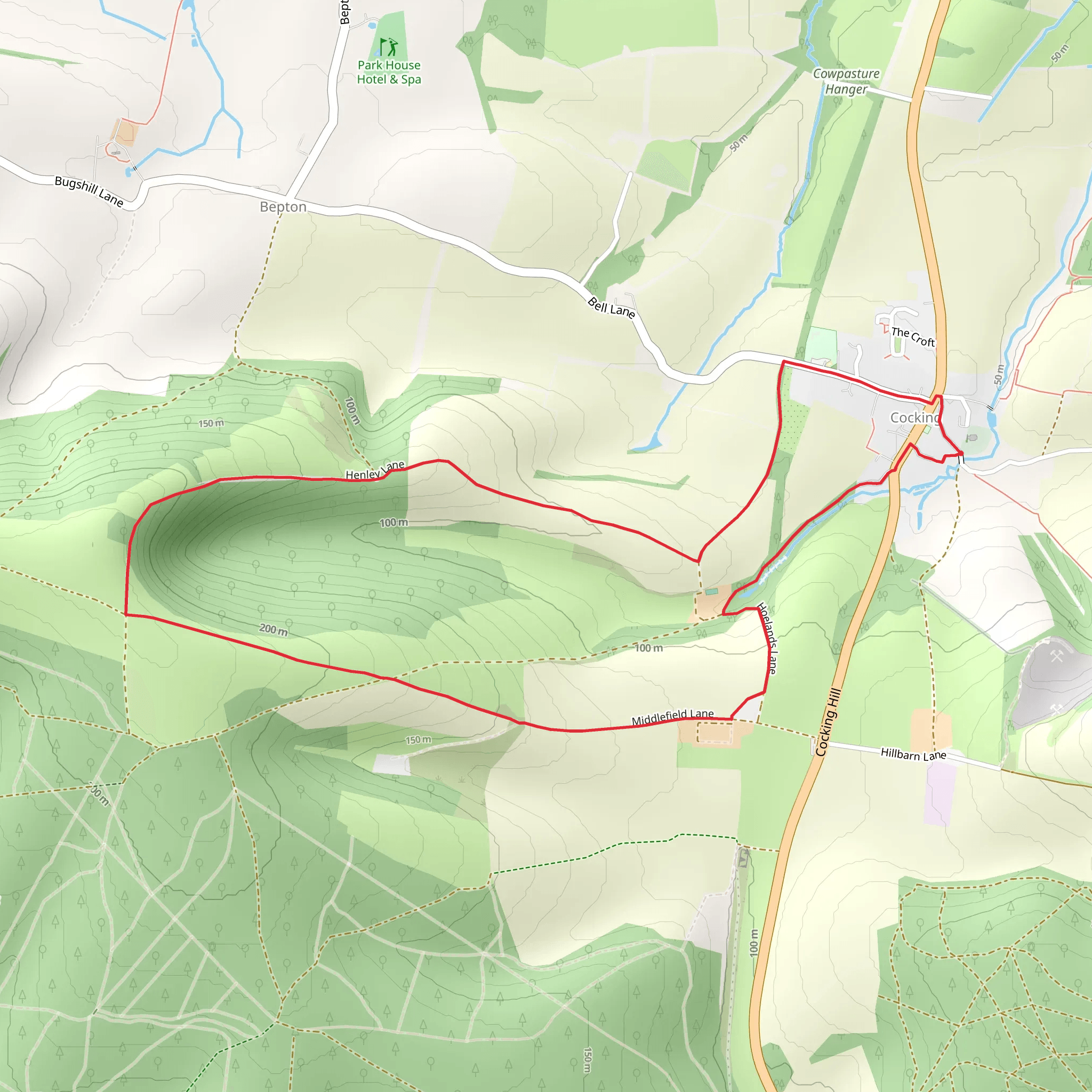 Stead Combe and Henley Lane Loop mobile static map