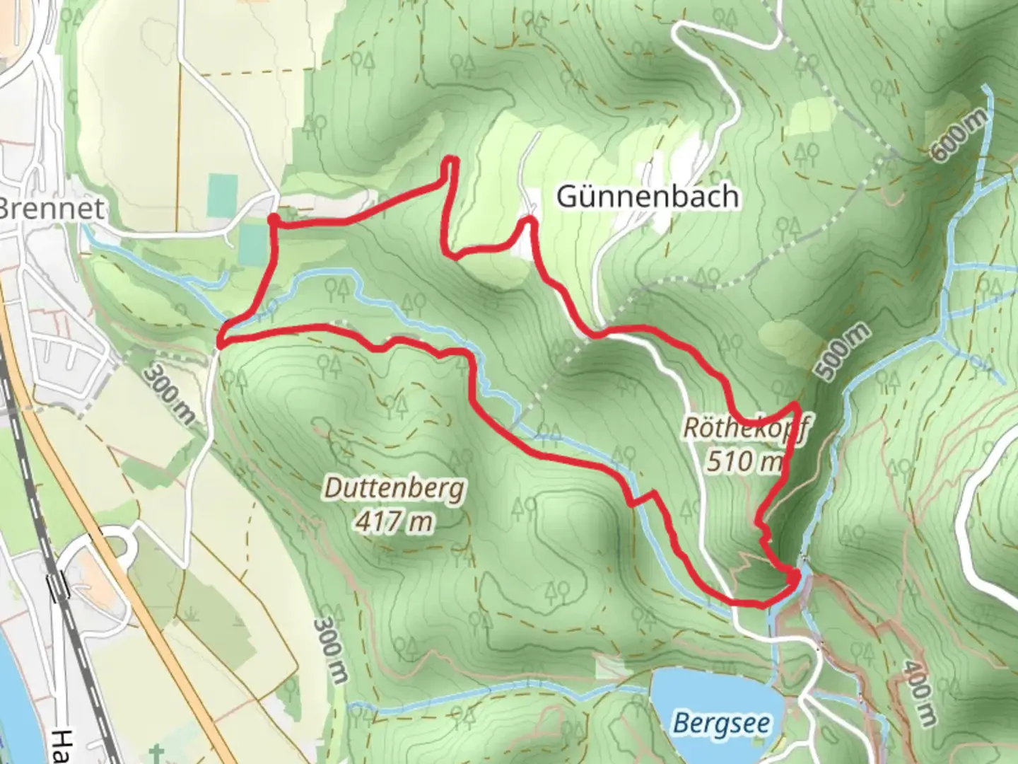 An image depicting the trail Röthekopf Loop via Günnenbach and its surrounding area.