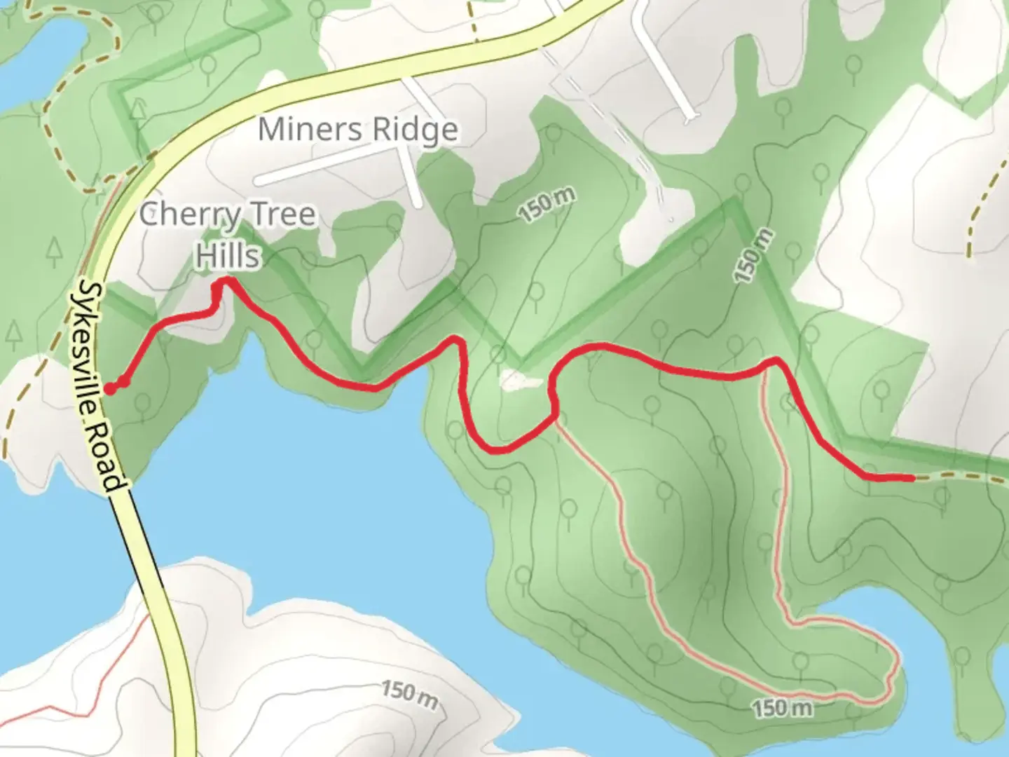An image depicting the trail Liberty Reservoir Survivor Expedition and its surrounding area.