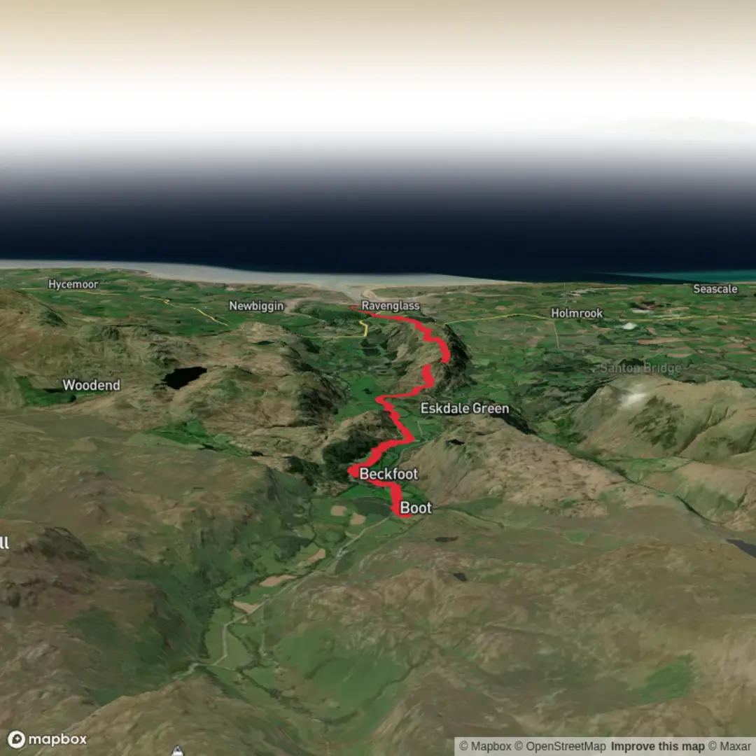 An image depicting the trail Boot to Ravenglass via Muncaster Fell and its surrounding area.