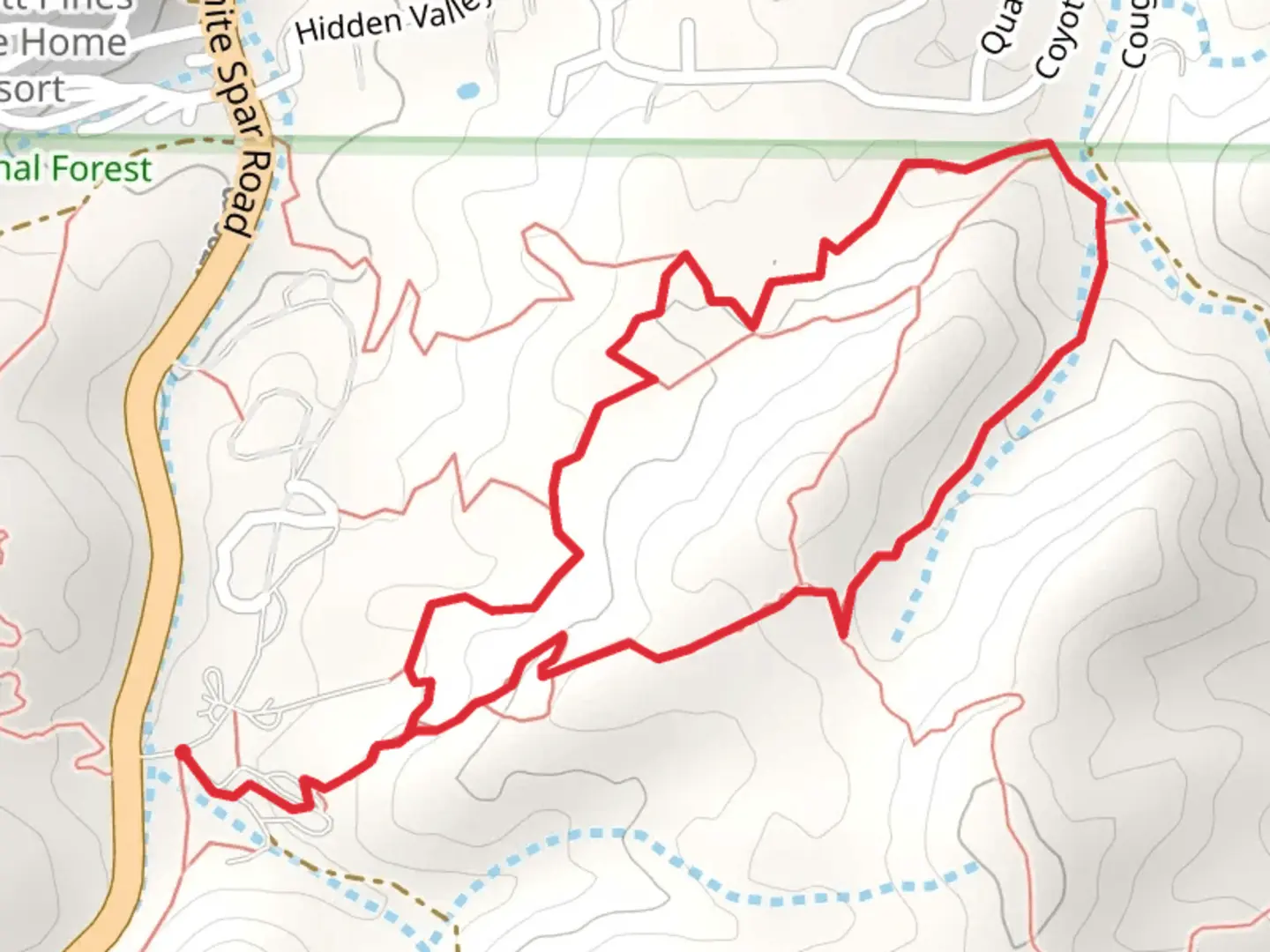 An image depicting the trail Prescott Circle, Banning Creek and Apple Blossom Loop Trail and its surrounding area.